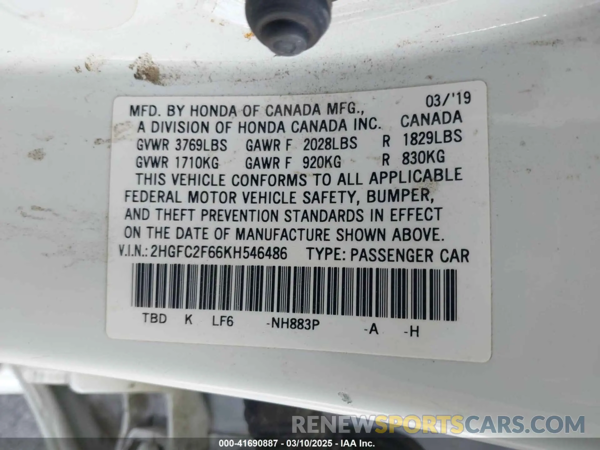 9 Photograph of a damaged car 2HGFC2F66KH546486 HONDA CIVIC 2019