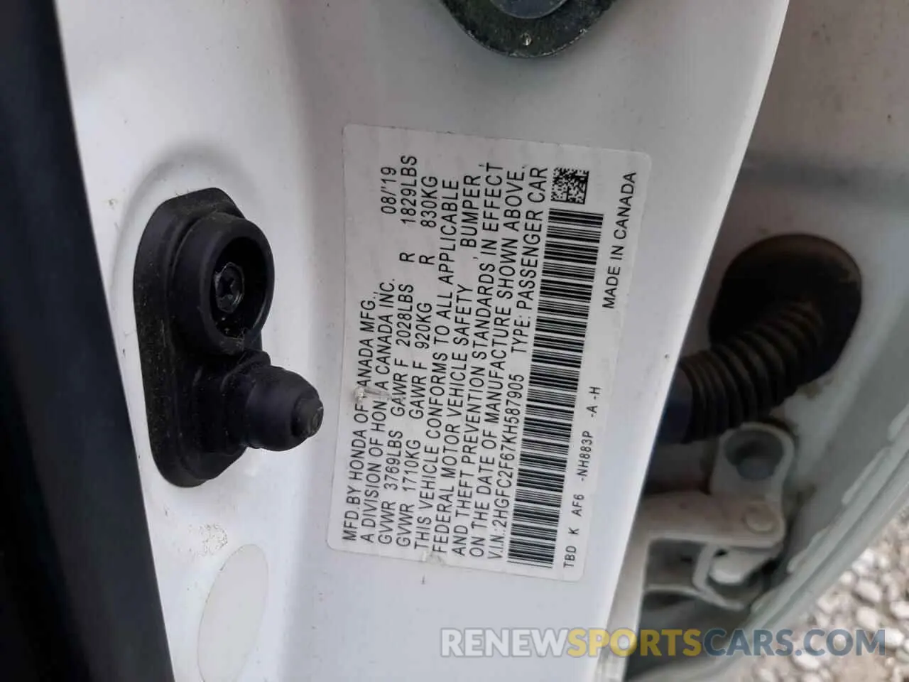 12 Photograph of a damaged car 2HGFC2F67KH587905 HONDA CIVIC 2019
