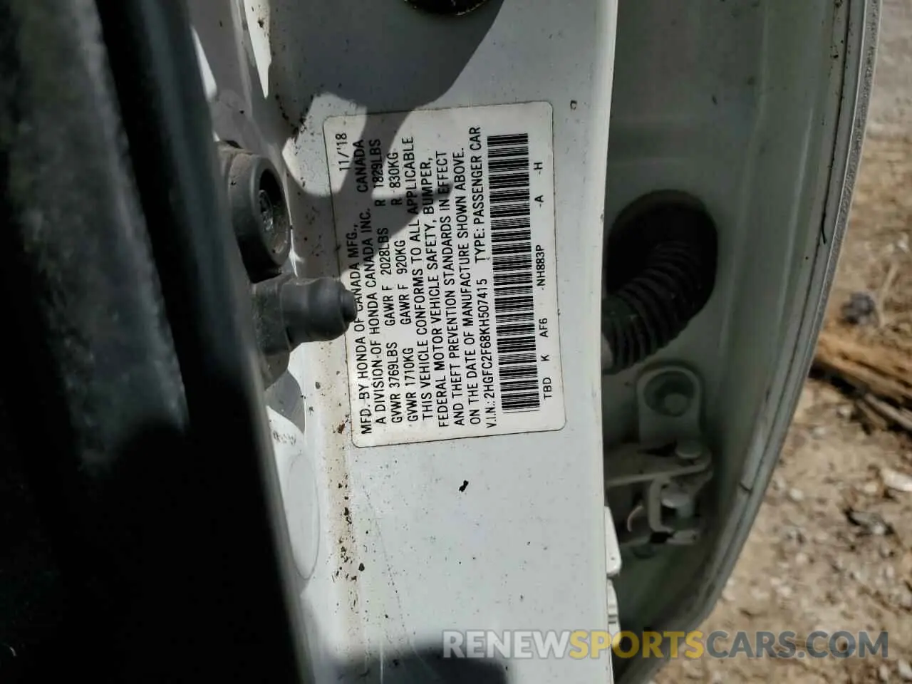 12 Photograph of a damaged car 2HGFC2F68KH507415 HONDA CIVIC 2019