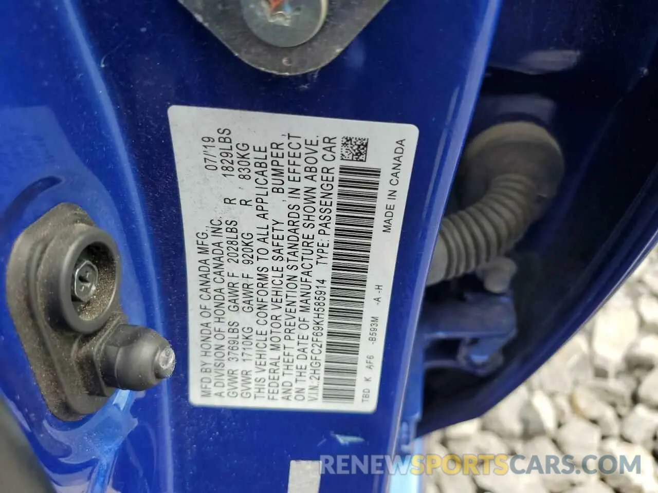 12 Photograph of a damaged car 2HGFC2F69KH585914 HONDA CIVIC 2019
