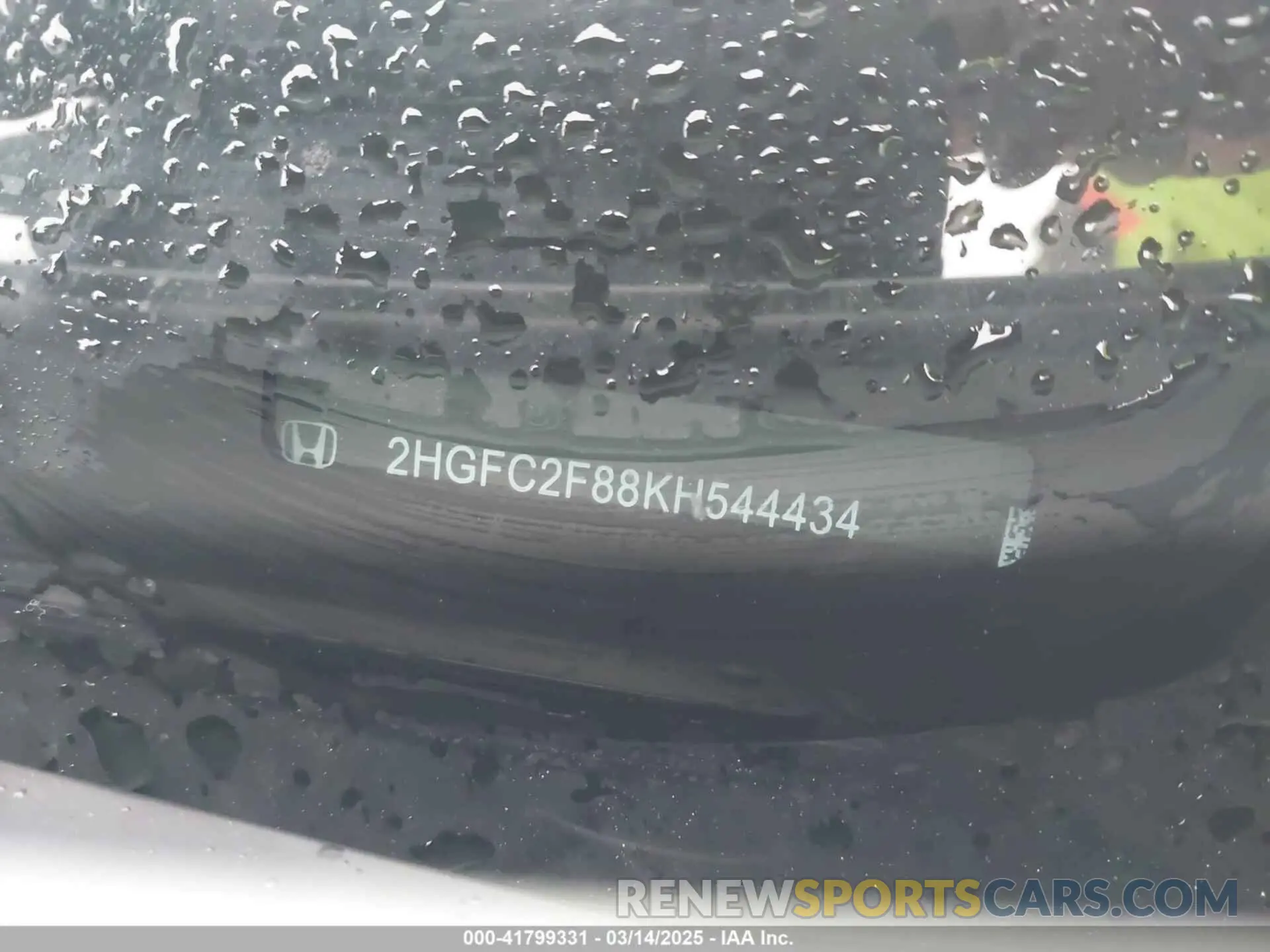 9 Photograph of a damaged car 2HGFC2F88KH544434 HONDA CIVIC 2019