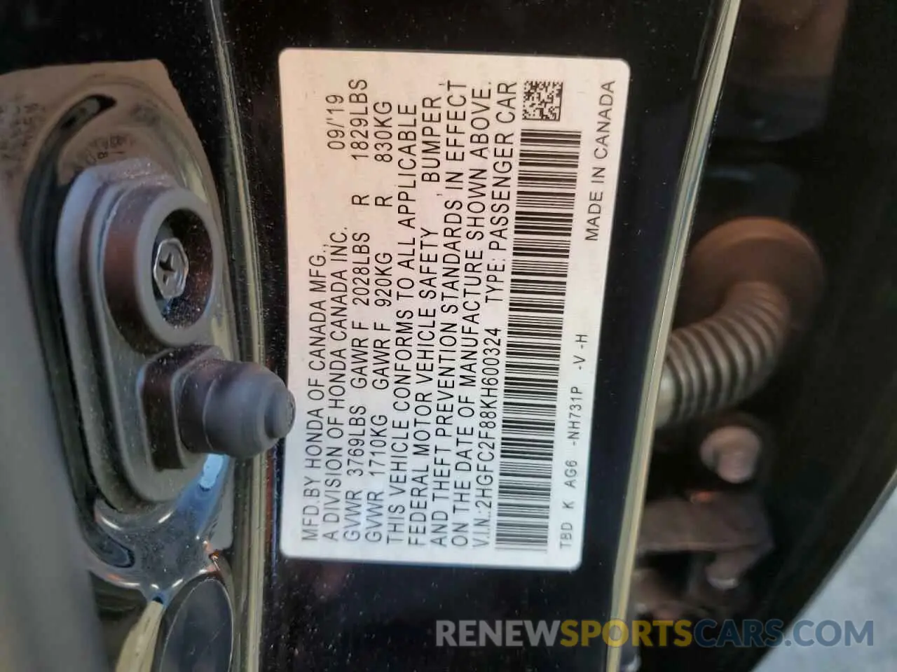 14 Photograph of a damaged car 2HGFC2F88KH600324 HONDA CIVIC 2019