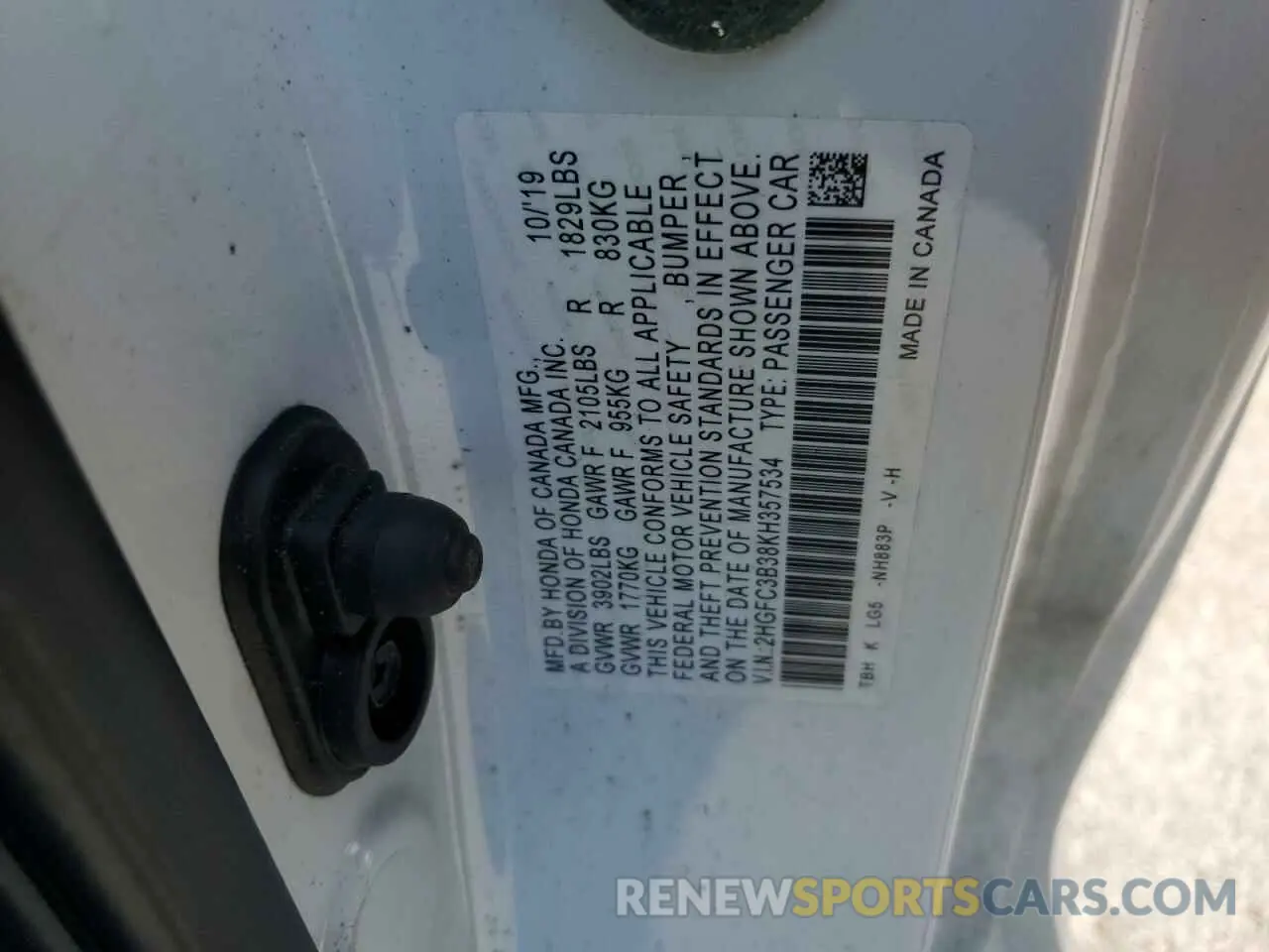 14 Photograph of a damaged car 2HGFC3B38KH357534 HONDA CIVIC 2019