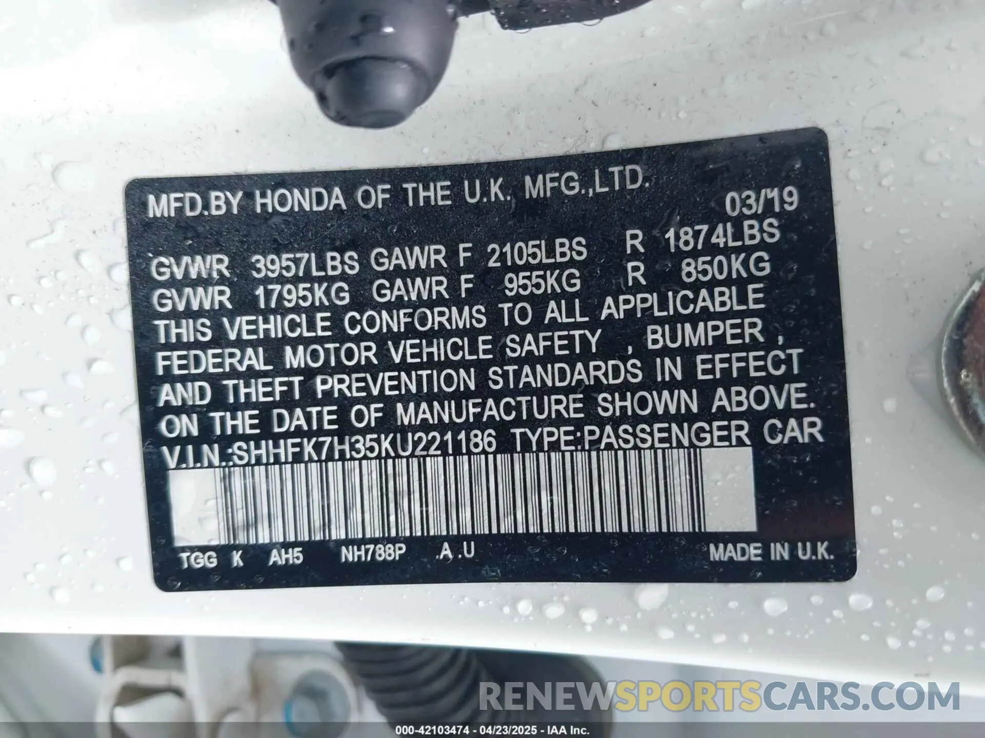 9 Photograph of a damaged car SHHFK7H35KU221186 HONDA CIVIC 2019