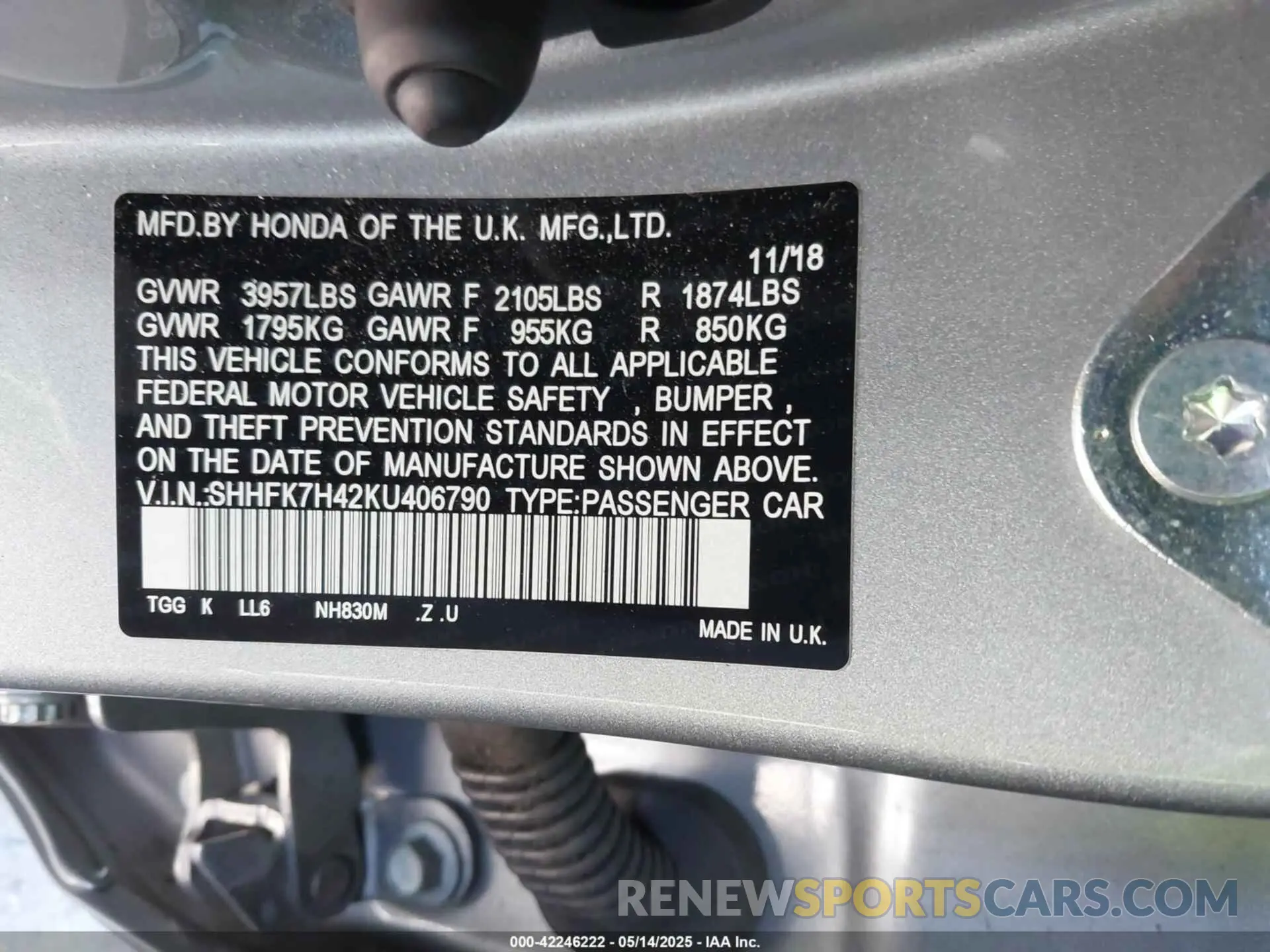 9 Photograph of a damaged car SHHFK7H42KU406790 HONDA CIVIC 2019