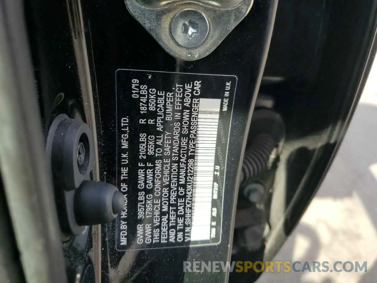 12 Photograph of a damaged car SHHFK7H43KU212298 HONDA CIVIC 2019