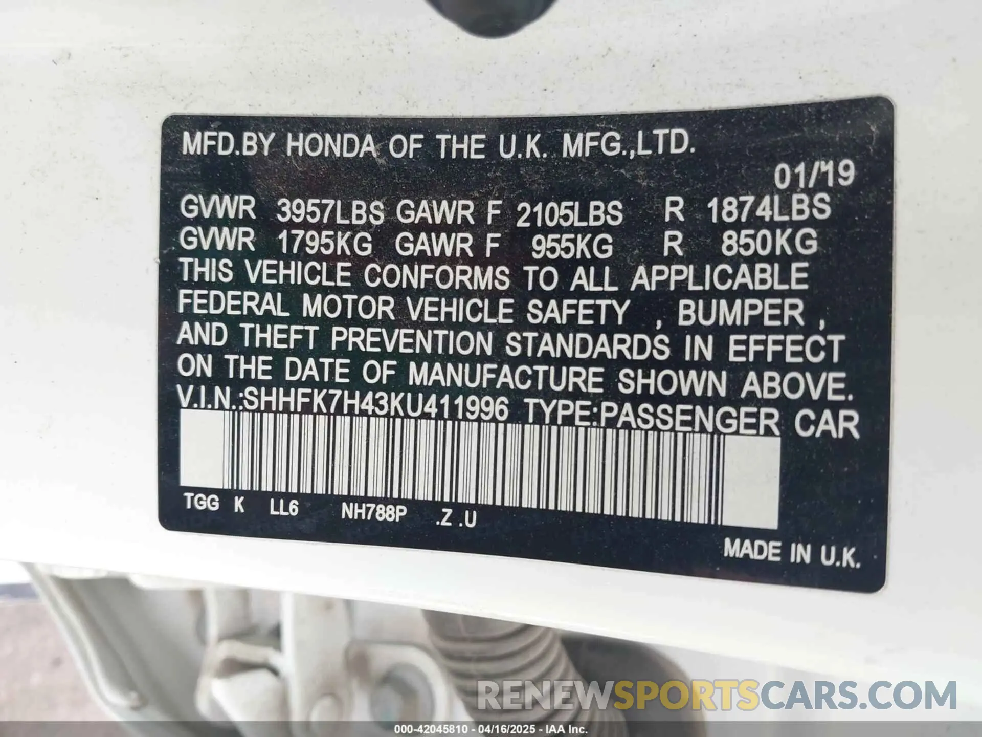 9 Photograph of a damaged car SHHFK7H43KU411996 HONDA CIVIC 2019
