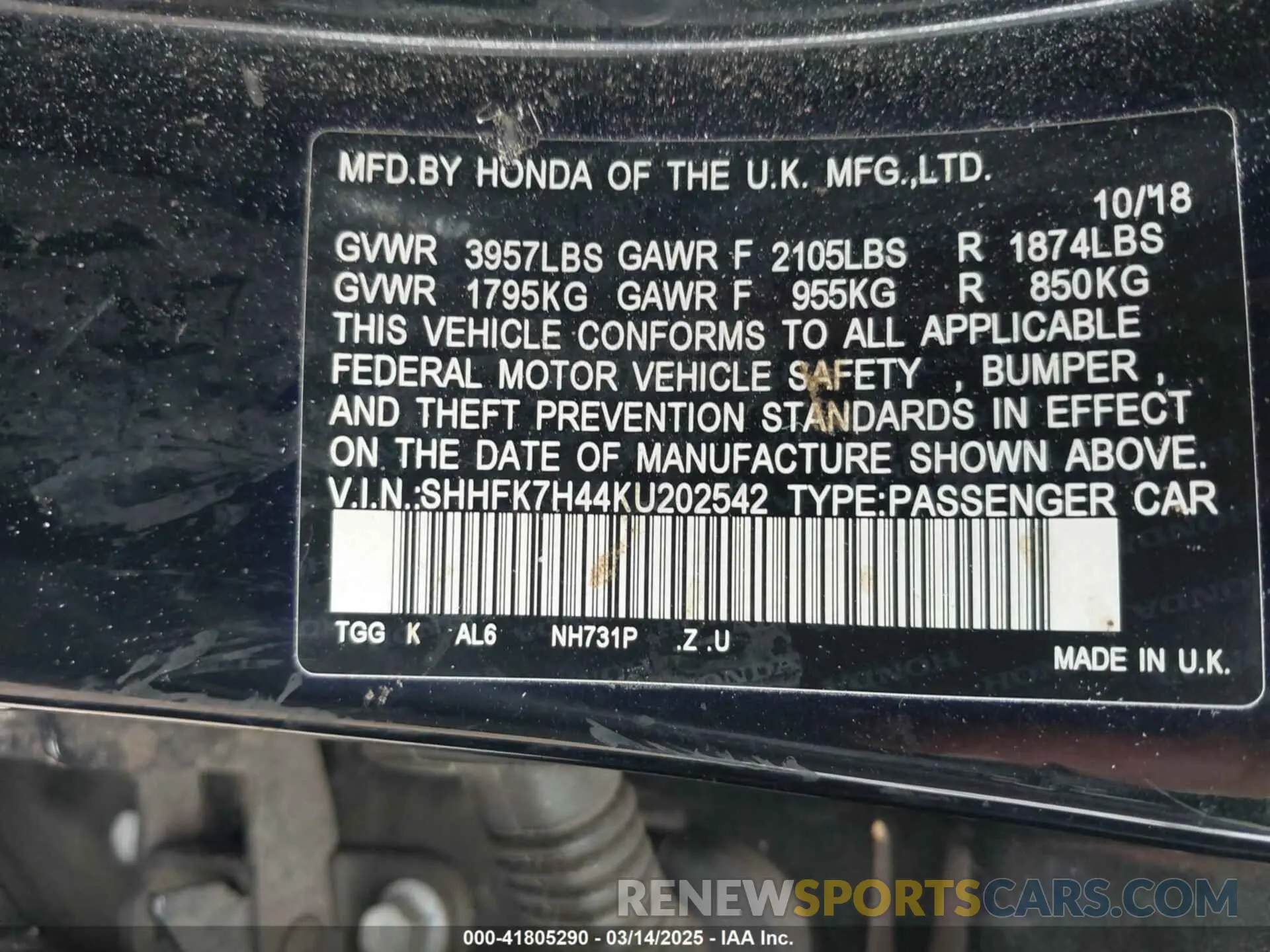9 Photograph of a damaged car SHHFK7H44KU202542 HONDA CIVIC 2019