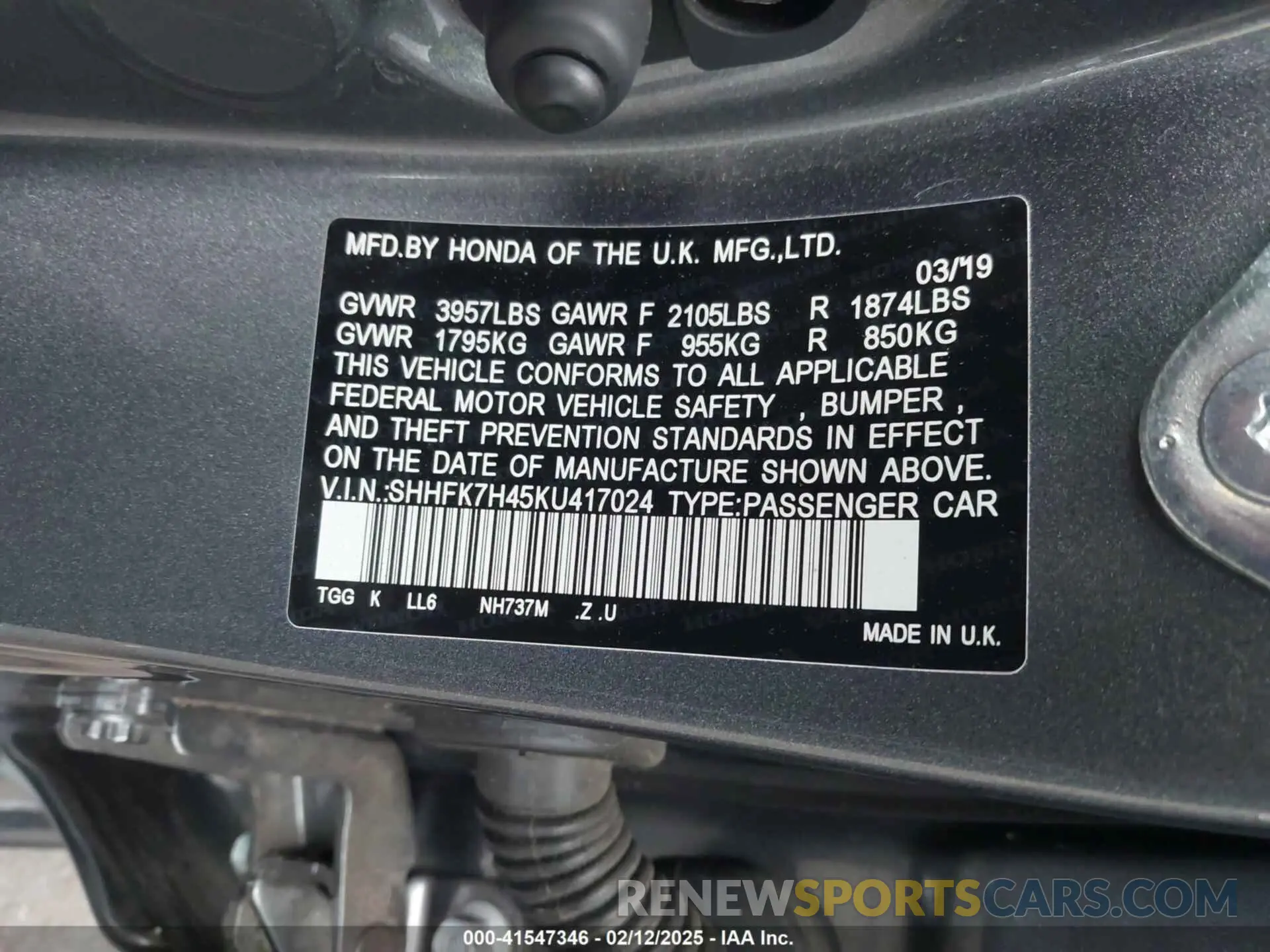 9 Photograph of a damaged car SHHFK7H45KU417024 HONDA CIVIC 2019