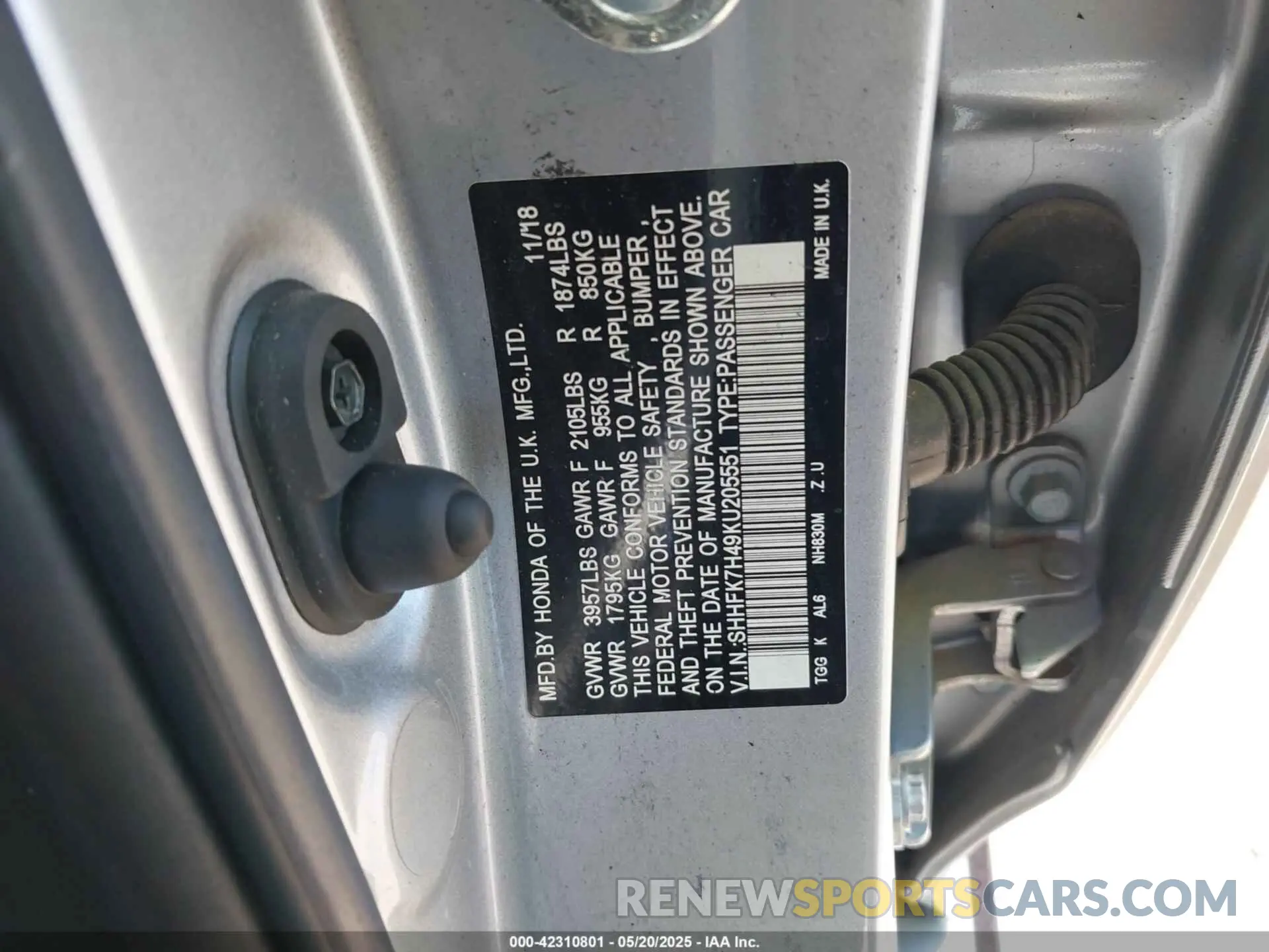 9 Photograph of a damaged car SHHFK7H49KU205551 HONDA CIVIC 2019