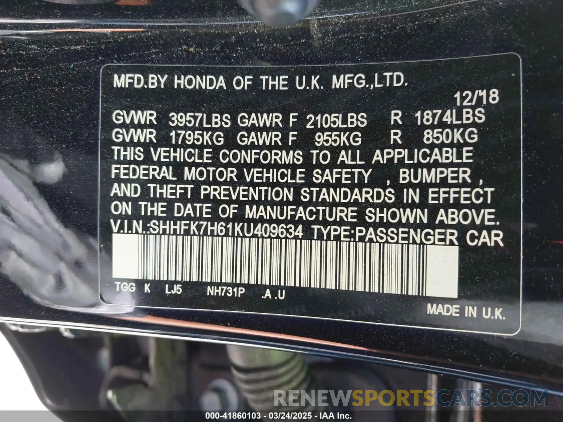 9 Photograph of a damaged car SHHFK7H61KU409634 HONDA CIVIC 2019