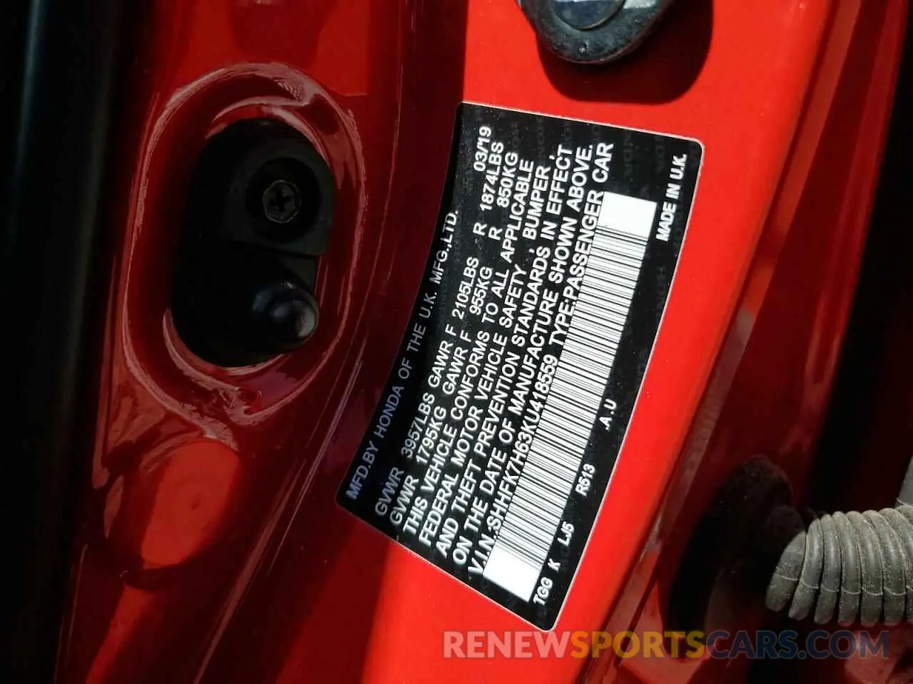 12 Photograph of a damaged car SHHFK7H63KU418559 HONDA CIVIC 2019