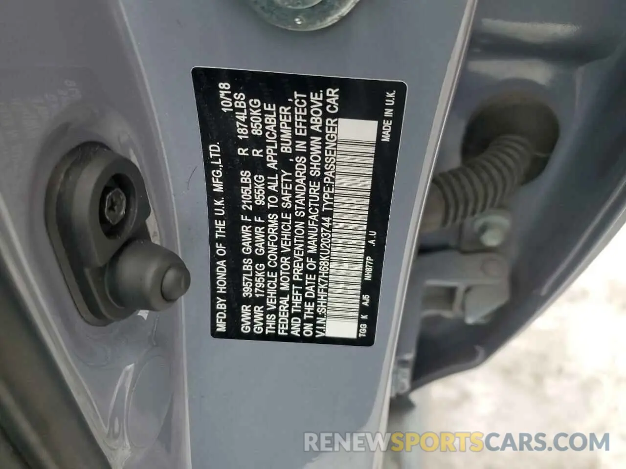 12 Photograph of a damaged car SHHFK7H68KU203744 HONDA CIVIC 2019