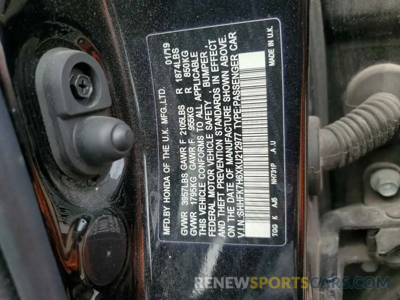 13 Photograph of a damaged car SHHFK7H6XKU212977 HONDA CIVIC 2019