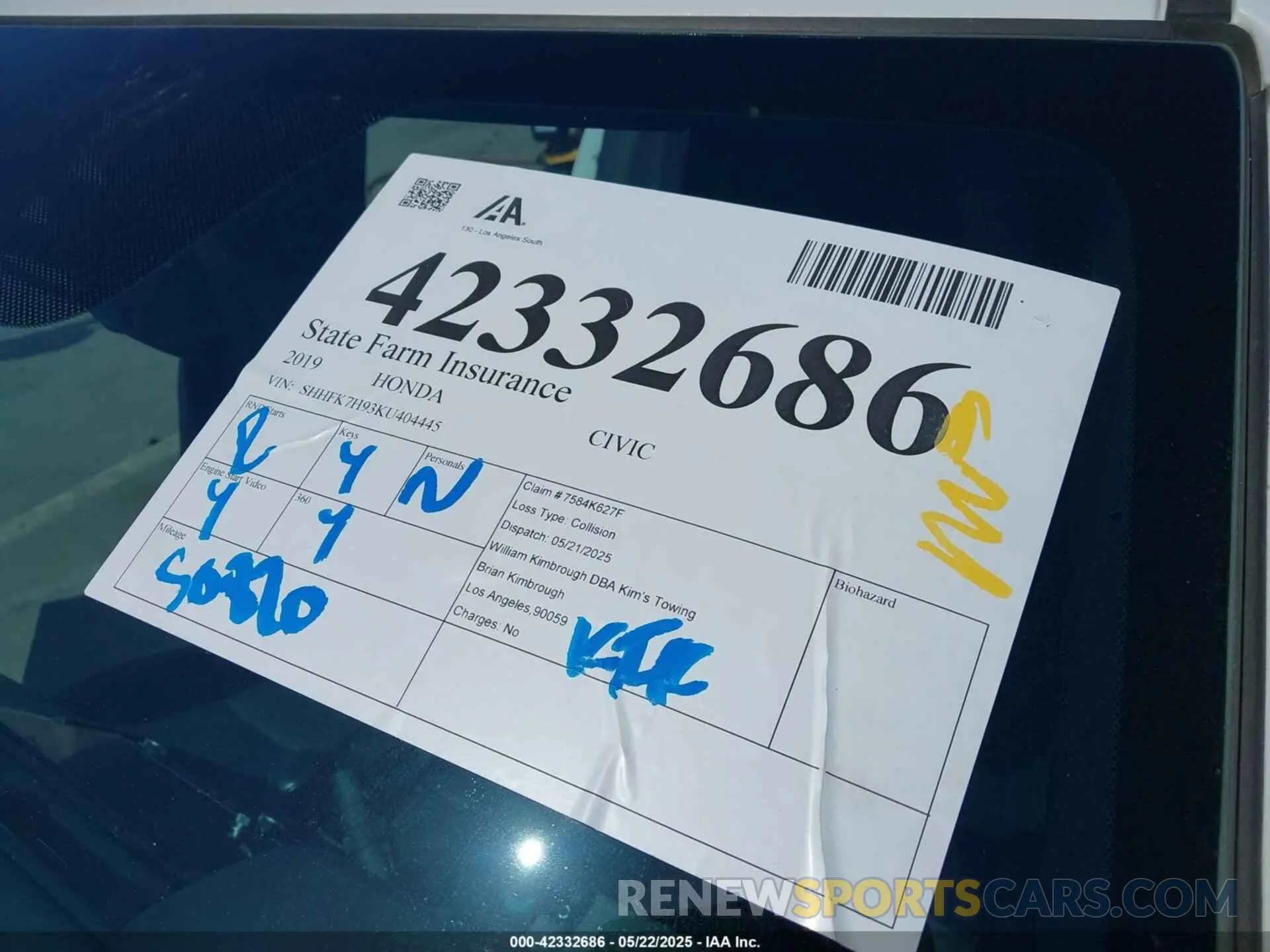 18 Photograph of a damaged car SHHFK7H93KU404445 HONDA CIVIC 2019