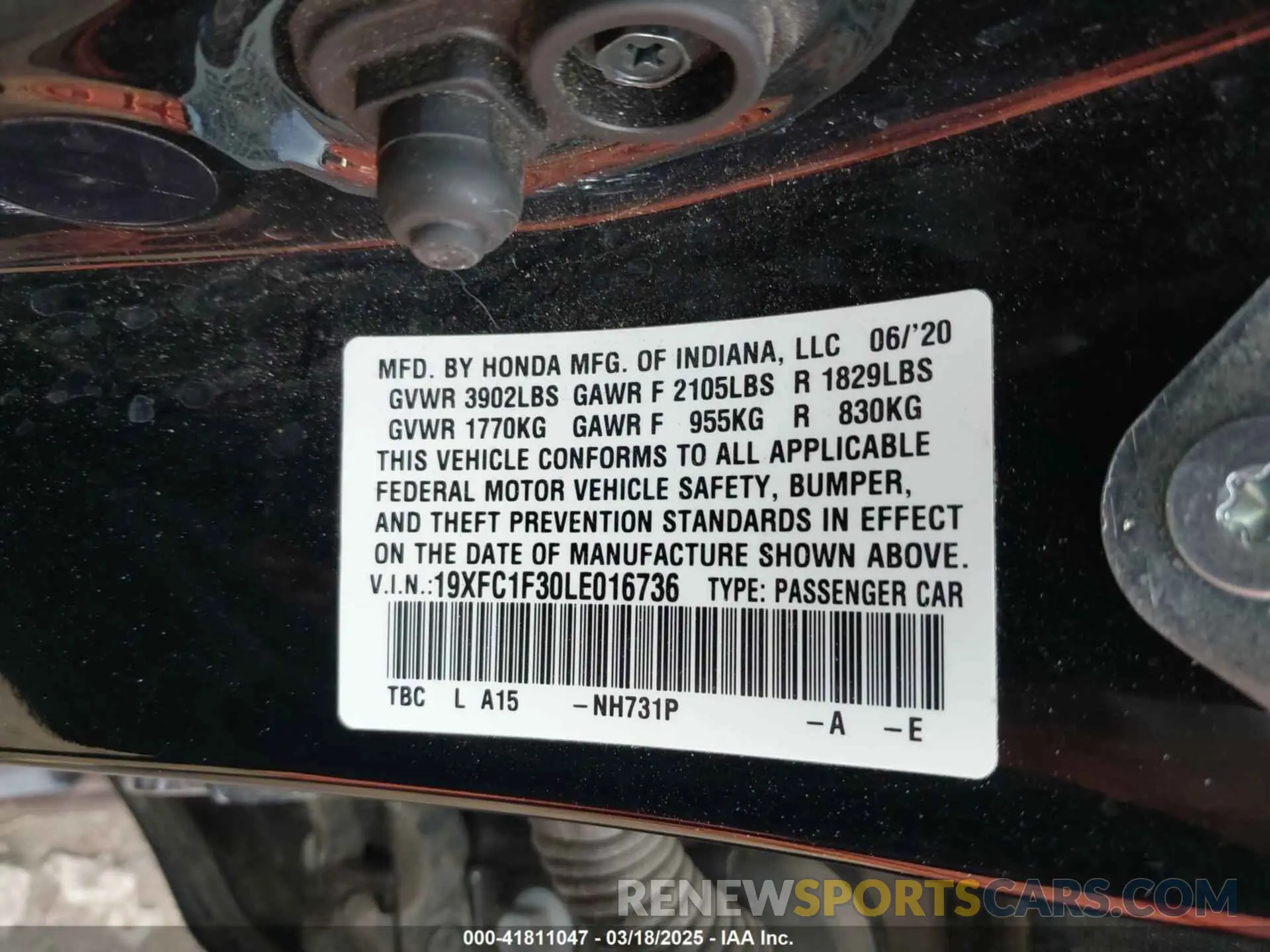 9 Photograph of a damaged car 19XFC1F30LE016736 HONDA CIVIC 2020