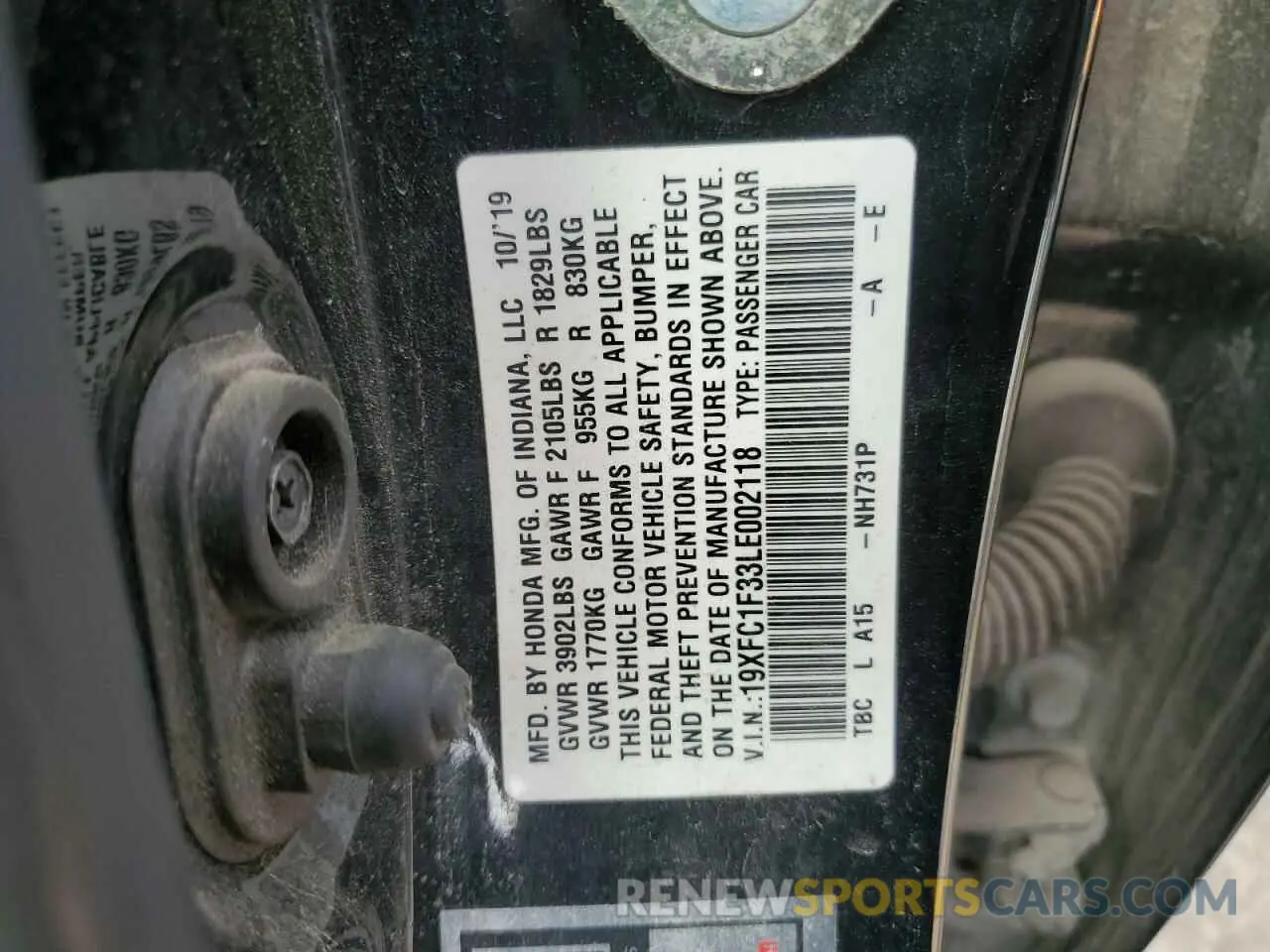 12 Photograph of a damaged car 19XFC1F33LE002118 HONDA CIVIC 2020