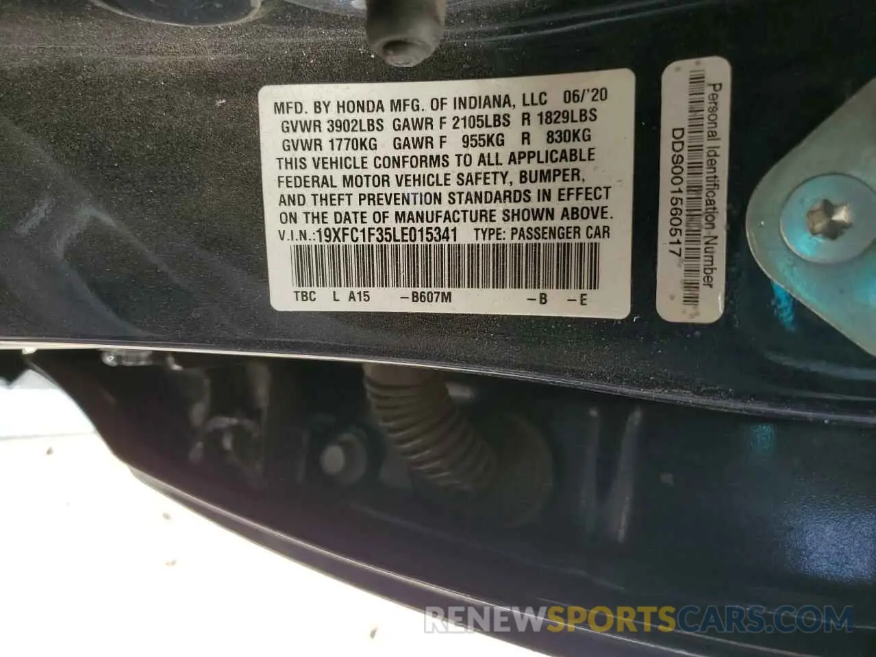 14 Photograph of a damaged car 19XFC1F35LE015341 HONDA CIVIC 2020