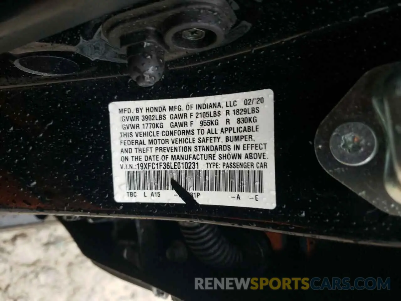 12 Photograph of a damaged car 19XFC1F36LE010231 HONDA CIVIC 2020