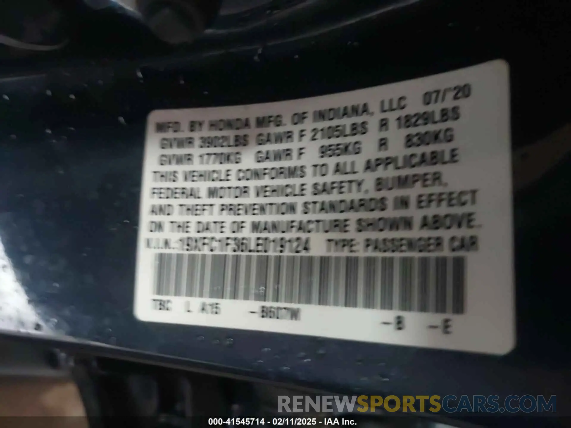 9 Photograph of a damaged car 19XFC1F36LE019124 HONDA CIVIC 2020