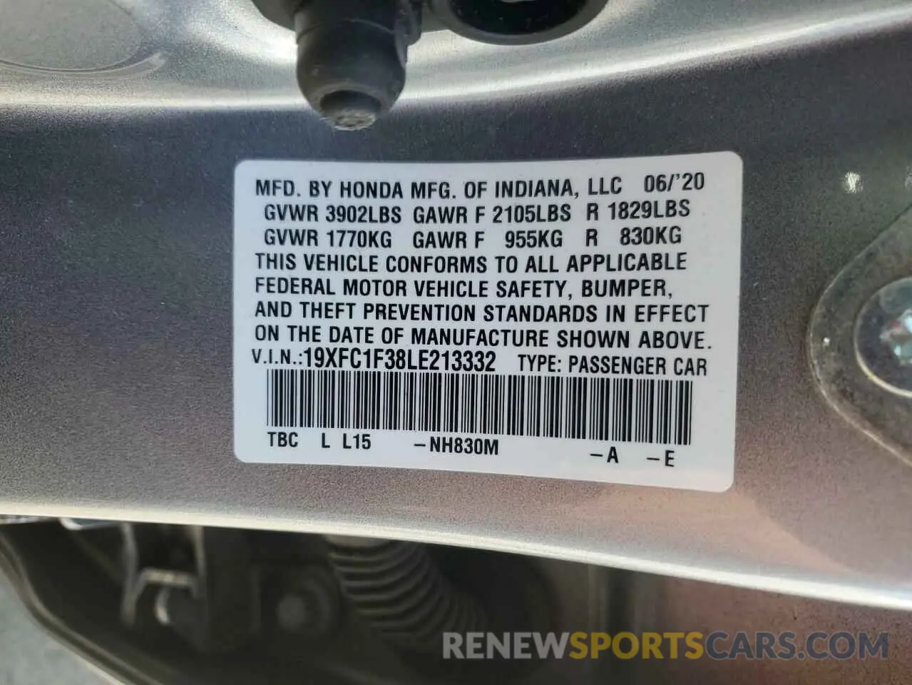 12 Photograph of a damaged car 19XFC1F38LE213332 HONDA CIVIC 2020