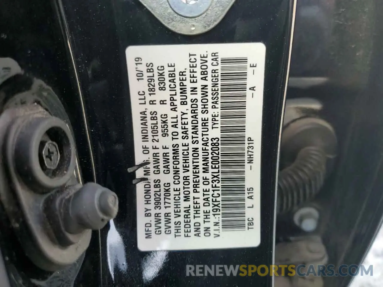 12 Photograph of a damaged car 19XFC1F3XLE002083 HONDA CIVIC 2020
