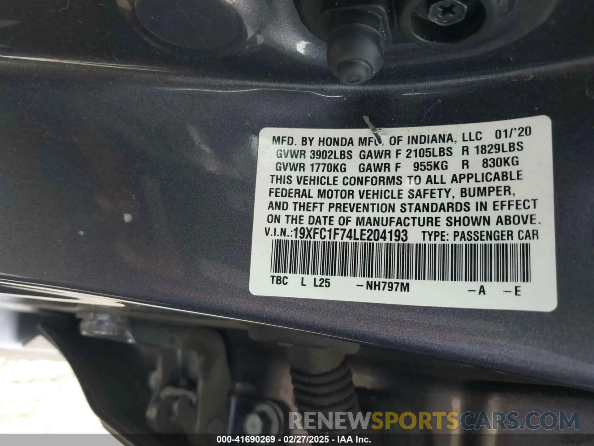 9 Photograph of a damaged car 19XFC1F74LE204193 HONDA CIVIC 2020