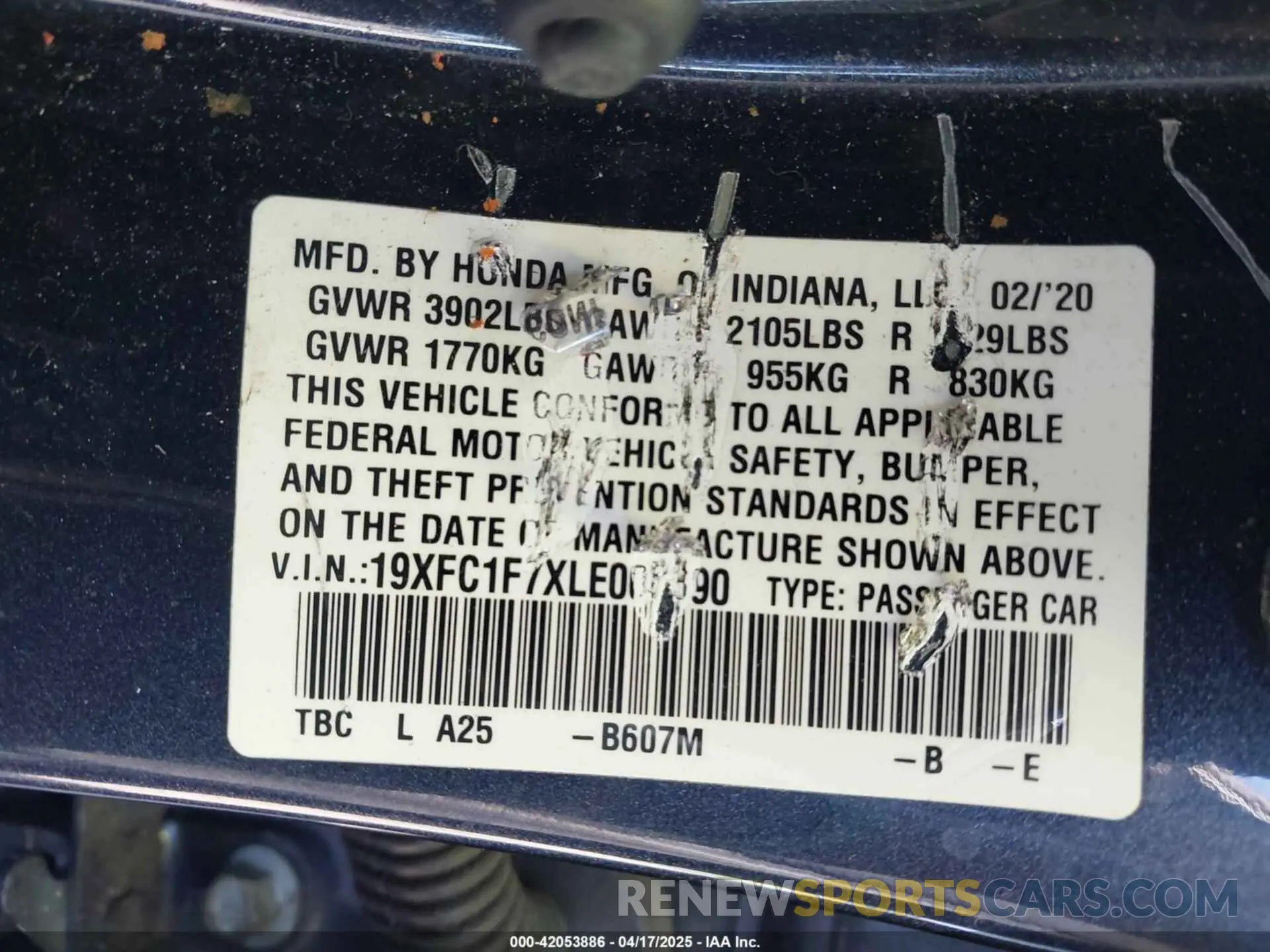 9 Photograph of a damaged car 19XFC1F7XLE008890 HONDA CIVIC 2020