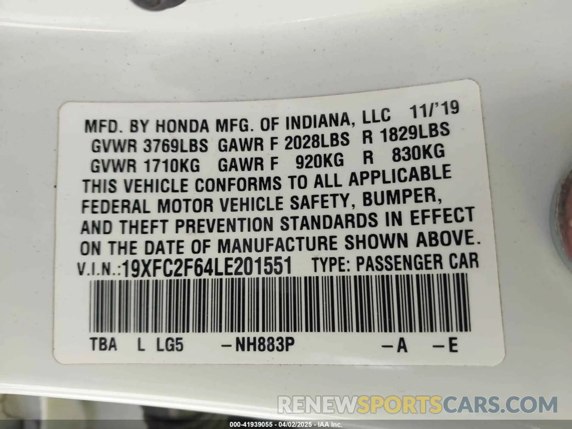 9 Photograph of a damaged car 19XFC2F64LE201551 HONDA CIVIC 2020