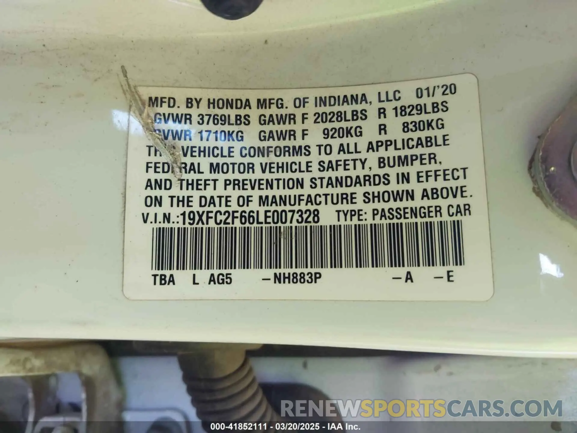 9 Photograph of a damaged car 19XFC2F66LE007328 HONDA CIVIC 2020