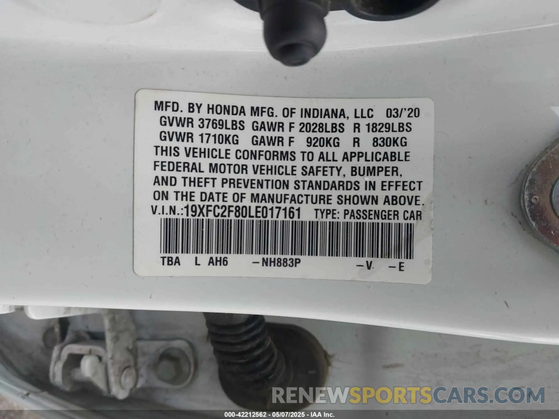 9 Photograph of a damaged car 19XFC2F80LE017161 HONDA CIVIC 2020