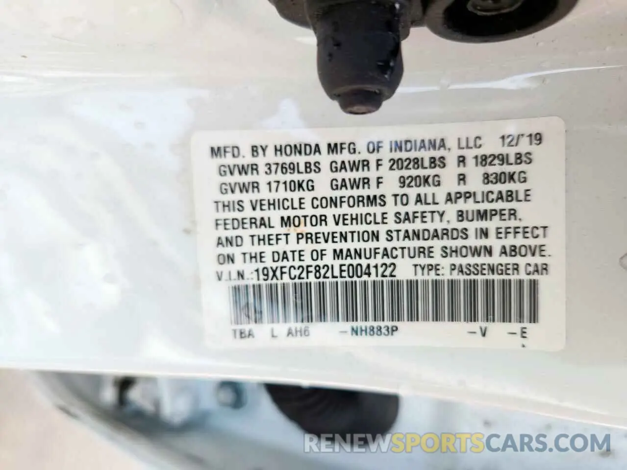 13 Photograph of a damaged car 19XFC2F82LE004122 HONDA CIVIC 2020