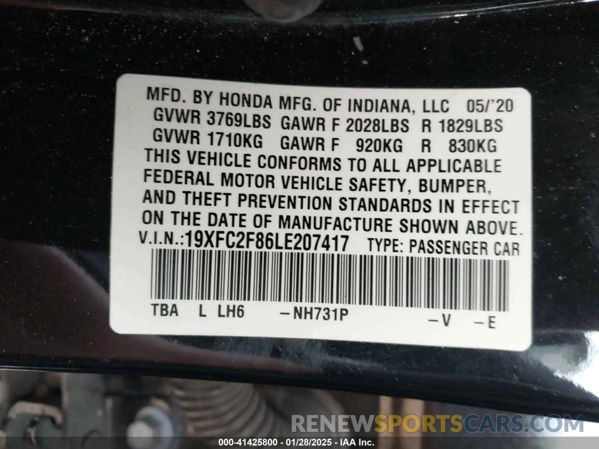 9 Photograph of a damaged car 19XFC2F86LE207417 HONDA CIVIC 2020