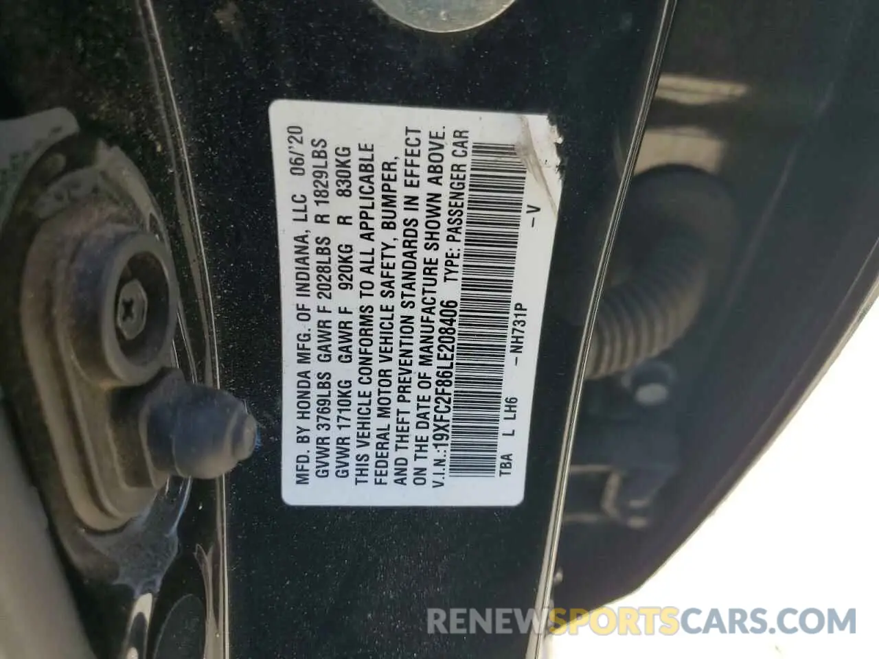 13 Photograph of a damaged car 19XFC2F86LE208406 HONDA CIVIC 2020