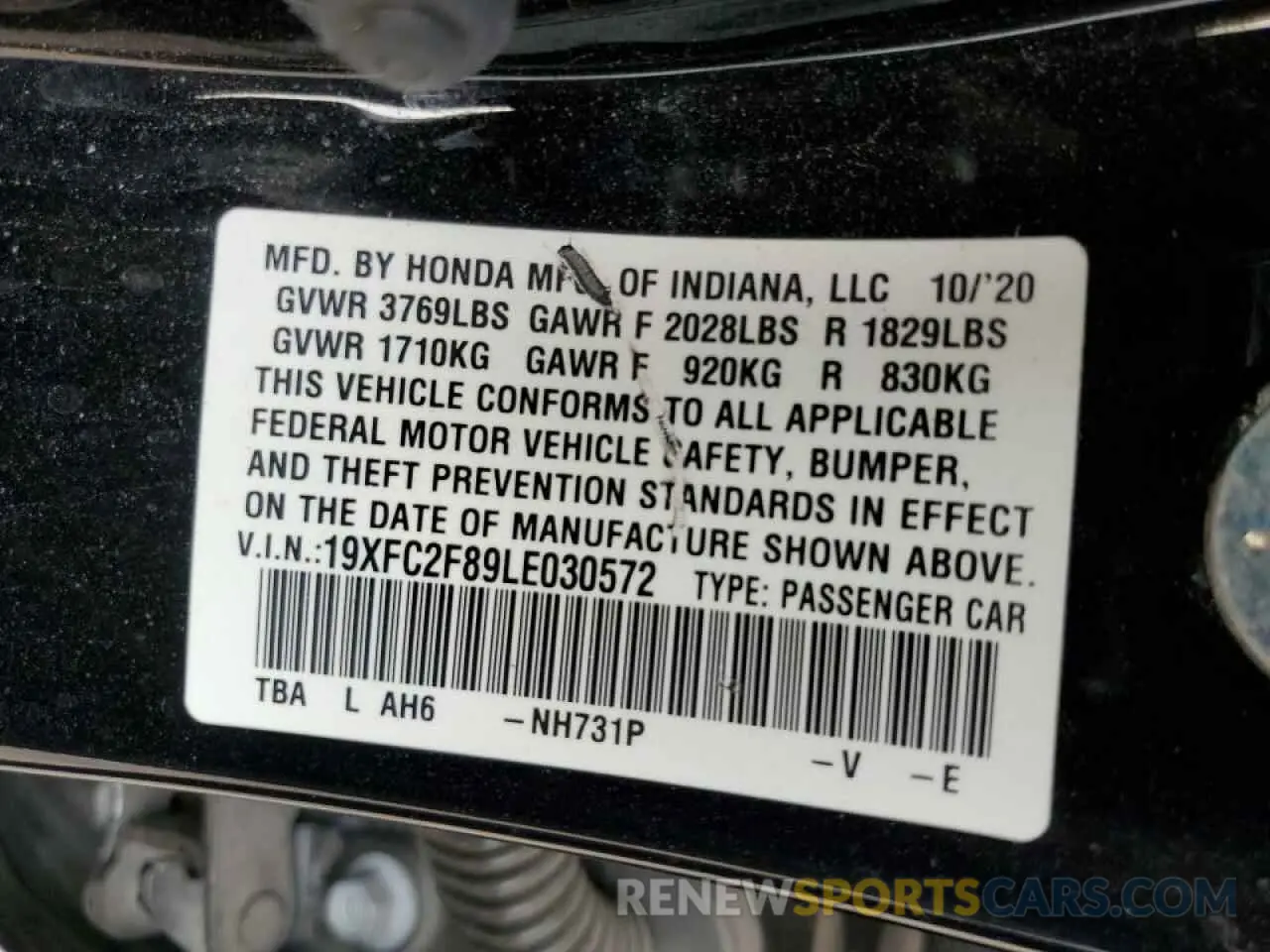 12 Photograph of a damaged car 19XFC2F89LE030572 HONDA CIVIC 2020