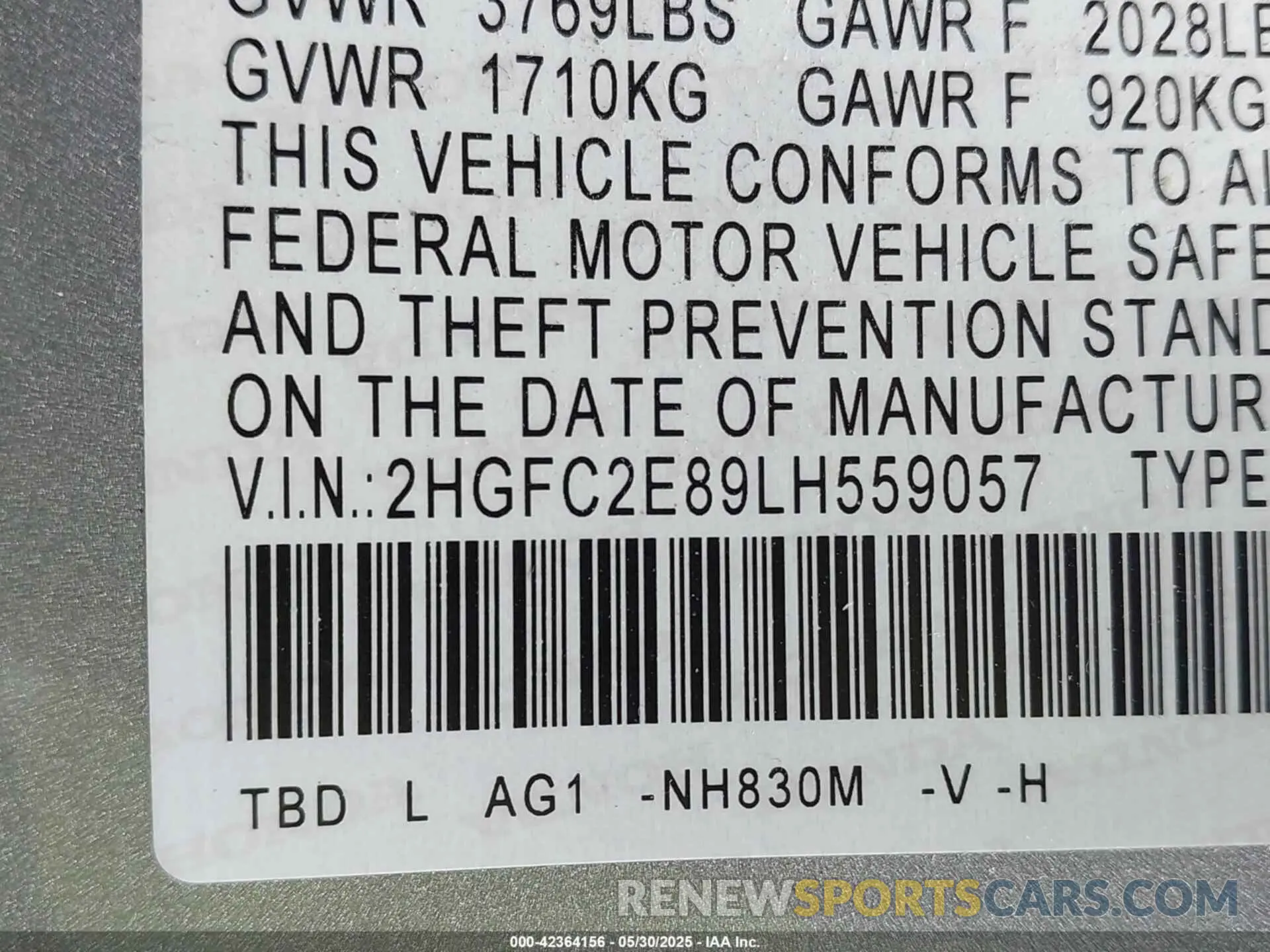 9 Photograph of a damaged car 2HGFC2E89LH559057 HONDA CIVIC 2020