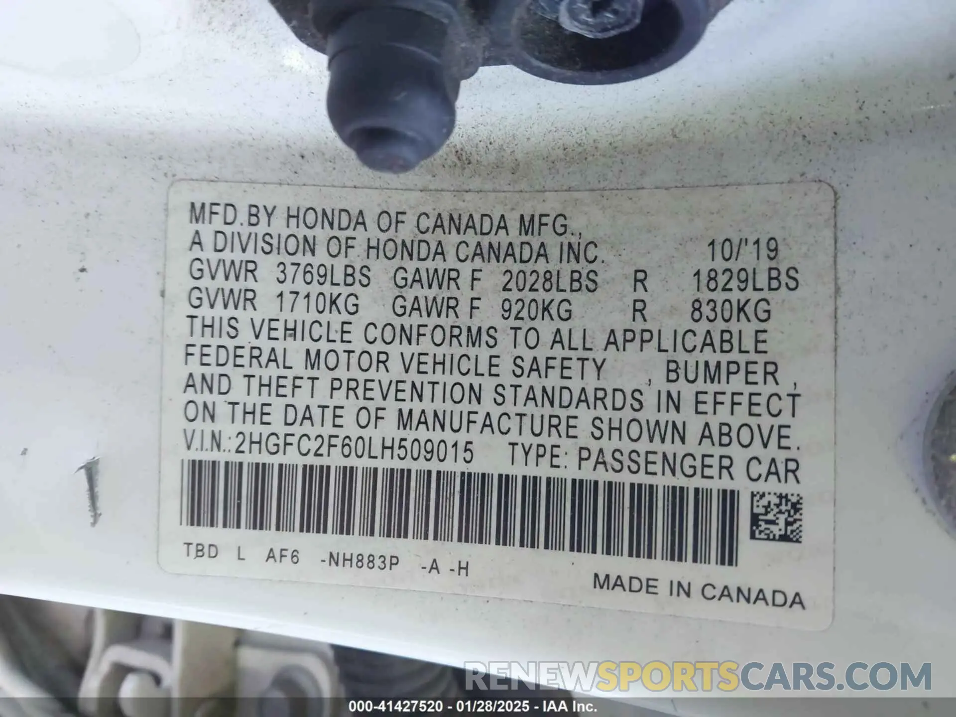 9 Photograph of a damaged car 2HGFC2F60LH509015 HONDA CIVIC 2020
