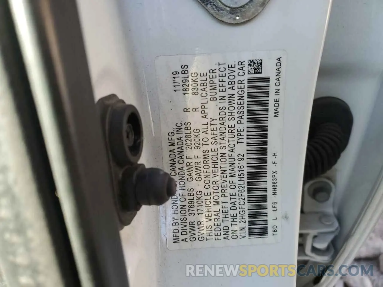 12 Photograph of a damaged car 2HGFC2F62LH516192 HONDA CIVIC 2020