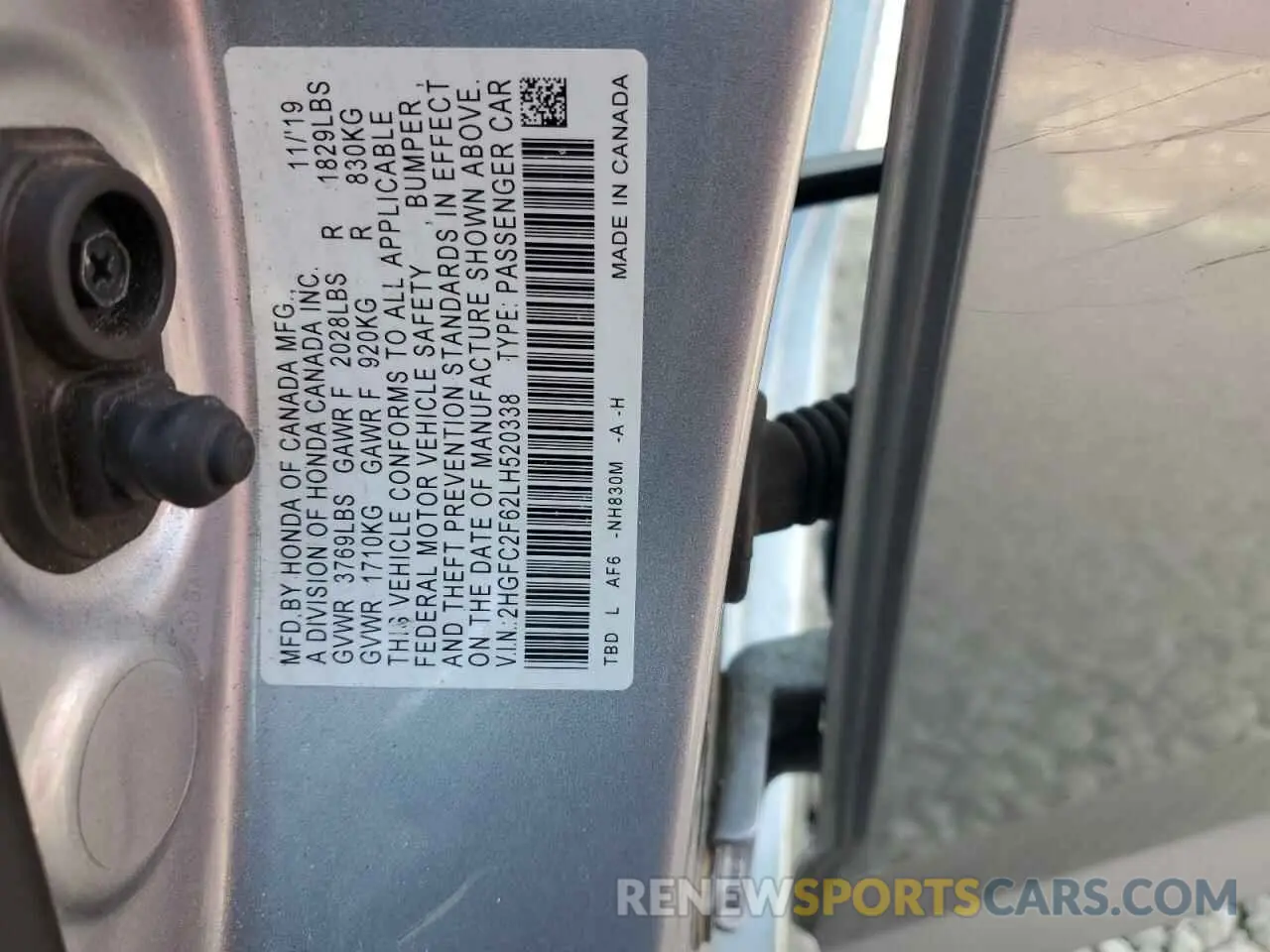 12 Photograph of a damaged car 2HGFC2F62LH520338 HONDA CIVIC 2020