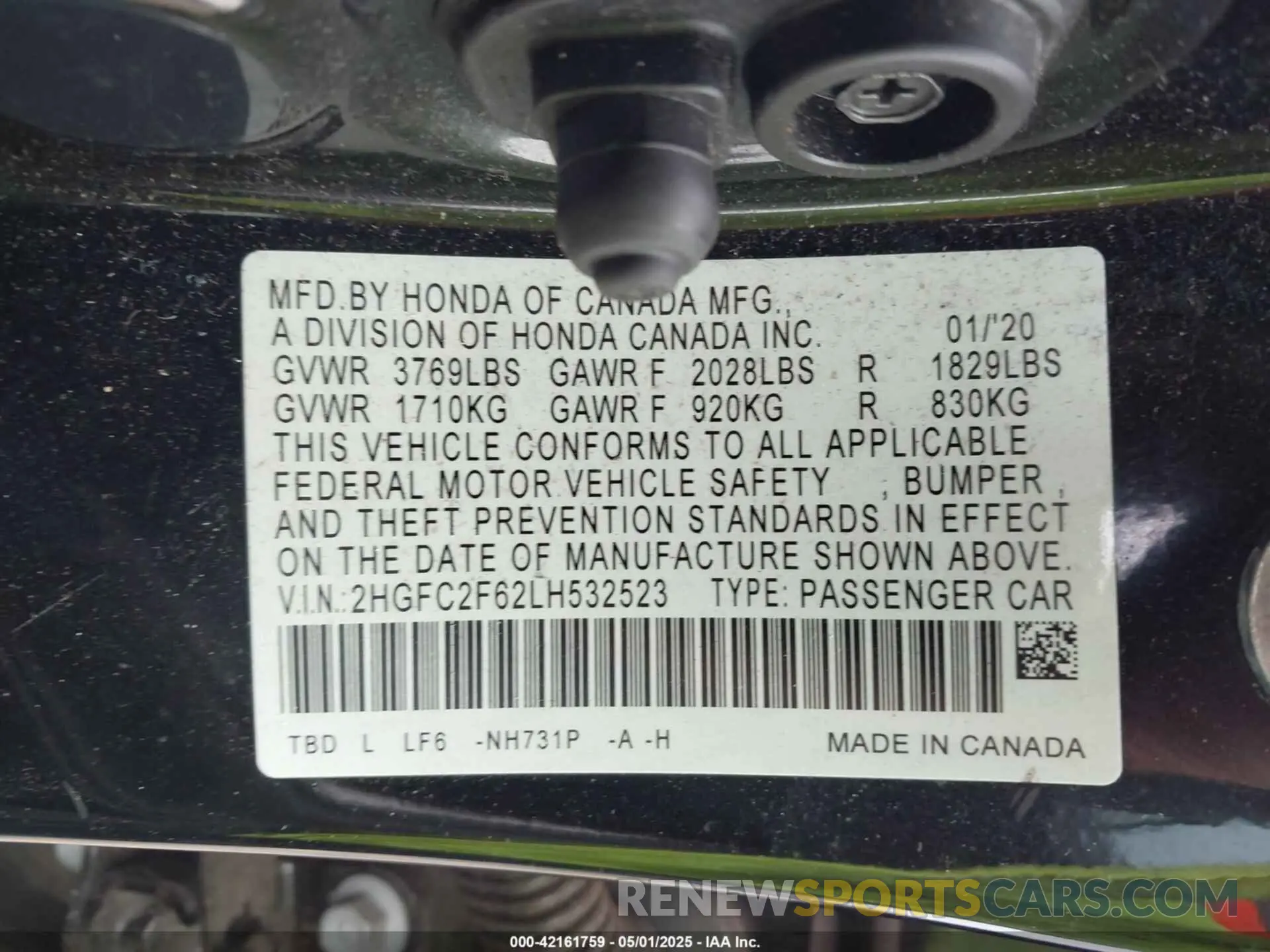 9 Photograph of a damaged car 2HGFC2F62LH532523 HONDA CIVIC 2020