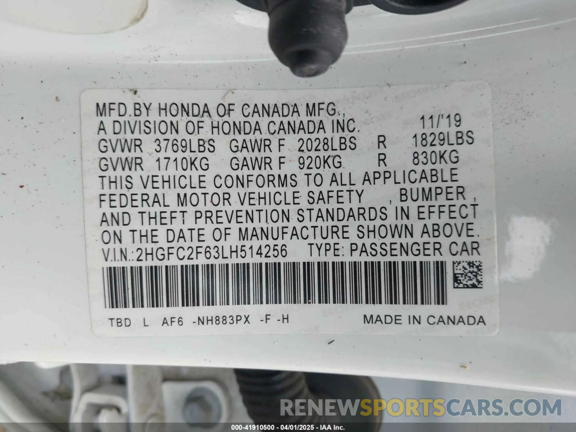 9 Photograph of a damaged car 2HGFC2F63LH514256 HONDA CIVIC 2020