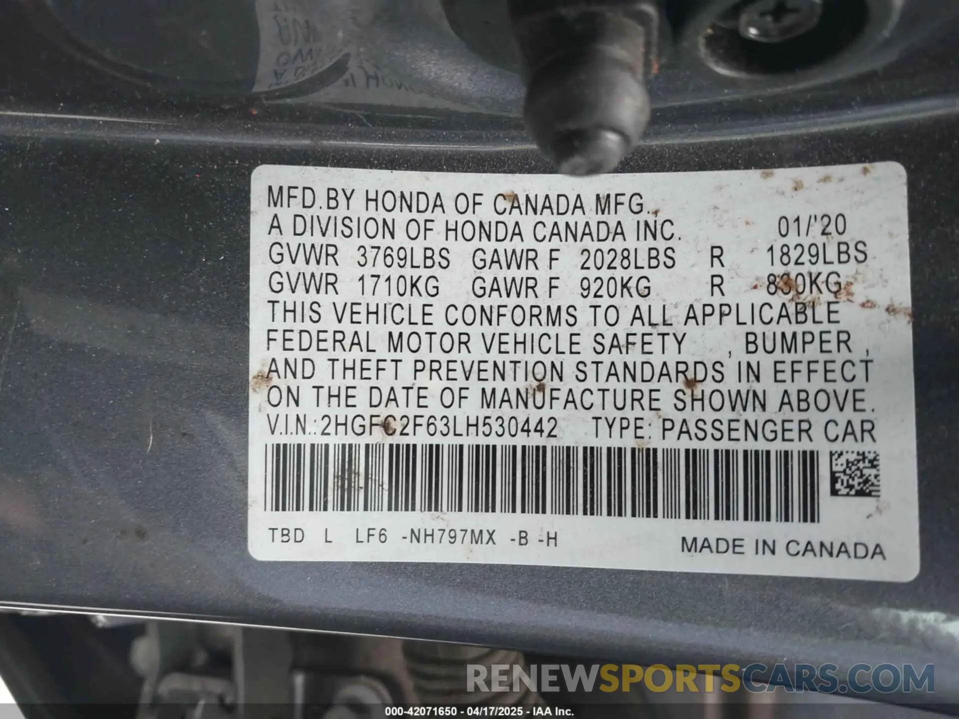 9 Photograph of a damaged car 2HGFC2F63LH530442 HONDA CIVIC 2020