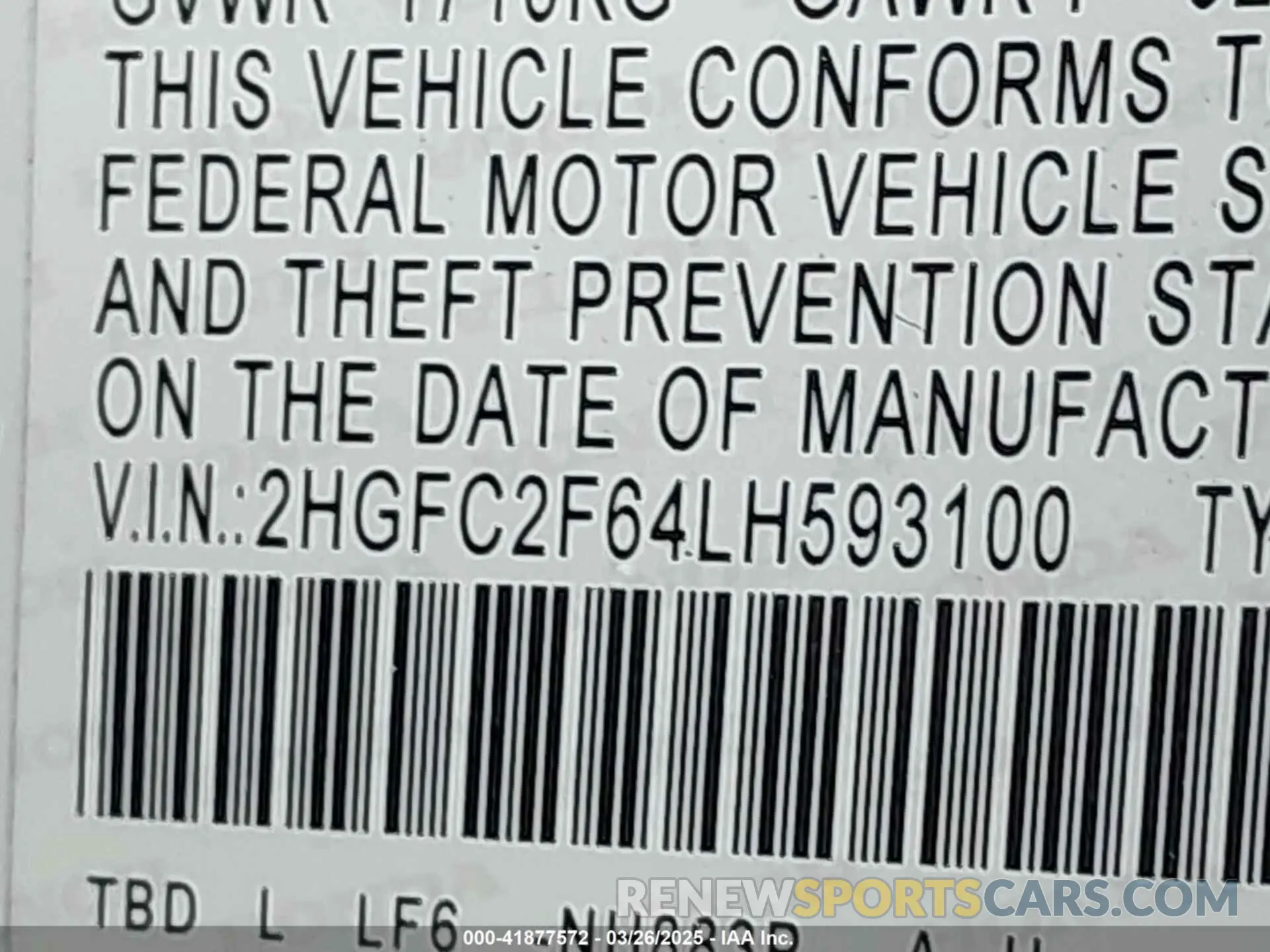 9 Photograph of a damaged car 2HGFC2F64LH593100 HONDA CIVIC 2020