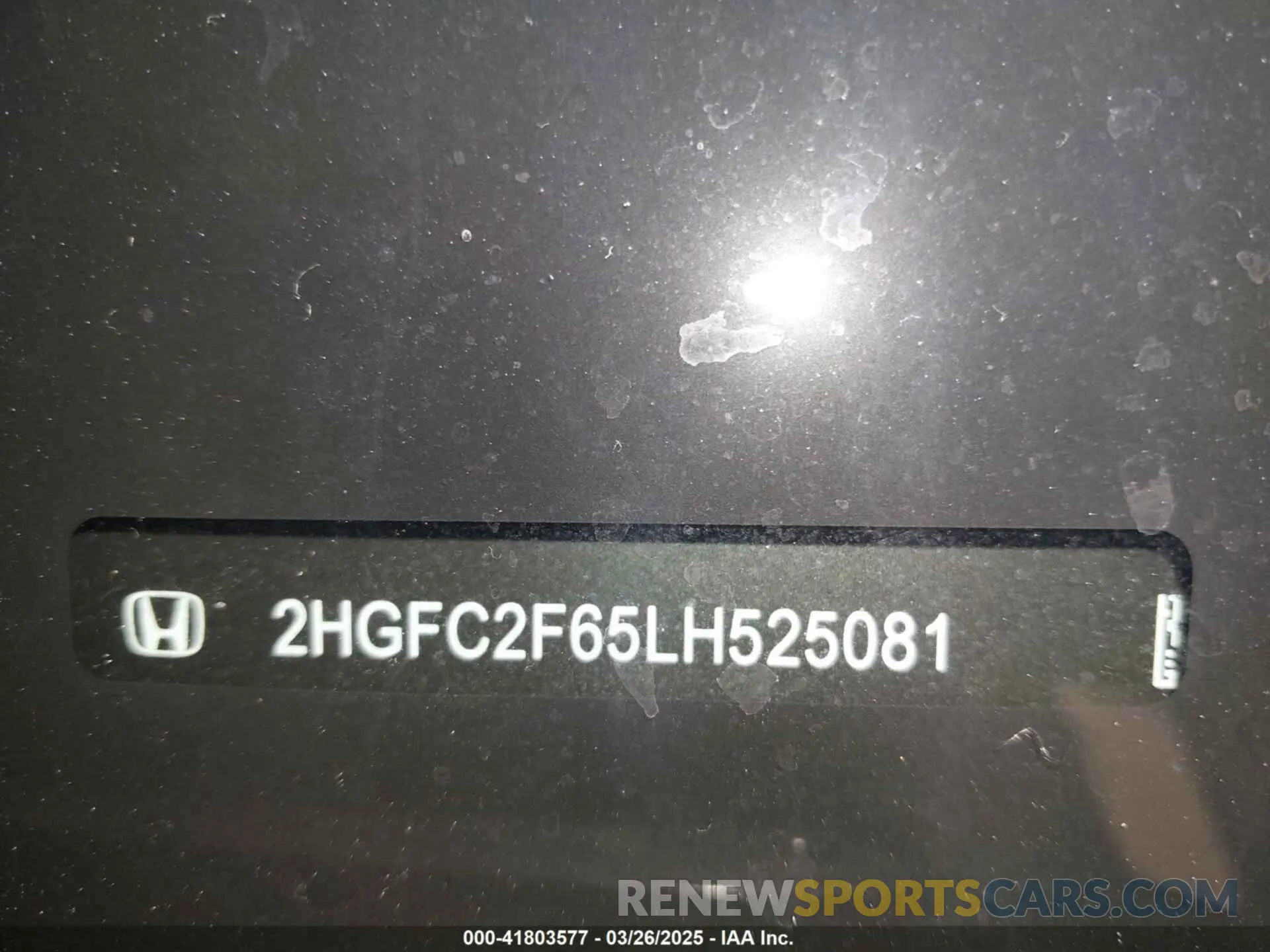 20 Photograph of a damaged car 2HGFC2F65LH525081 HONDA CIVIC 2020