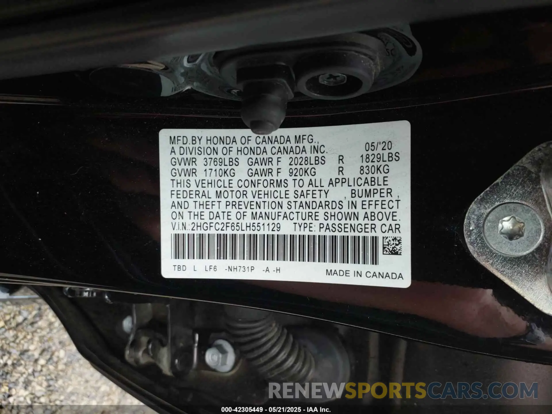 9 Photograph of a damaged car 2HGFC2F65LH551129 HONDA CIVIC 2020