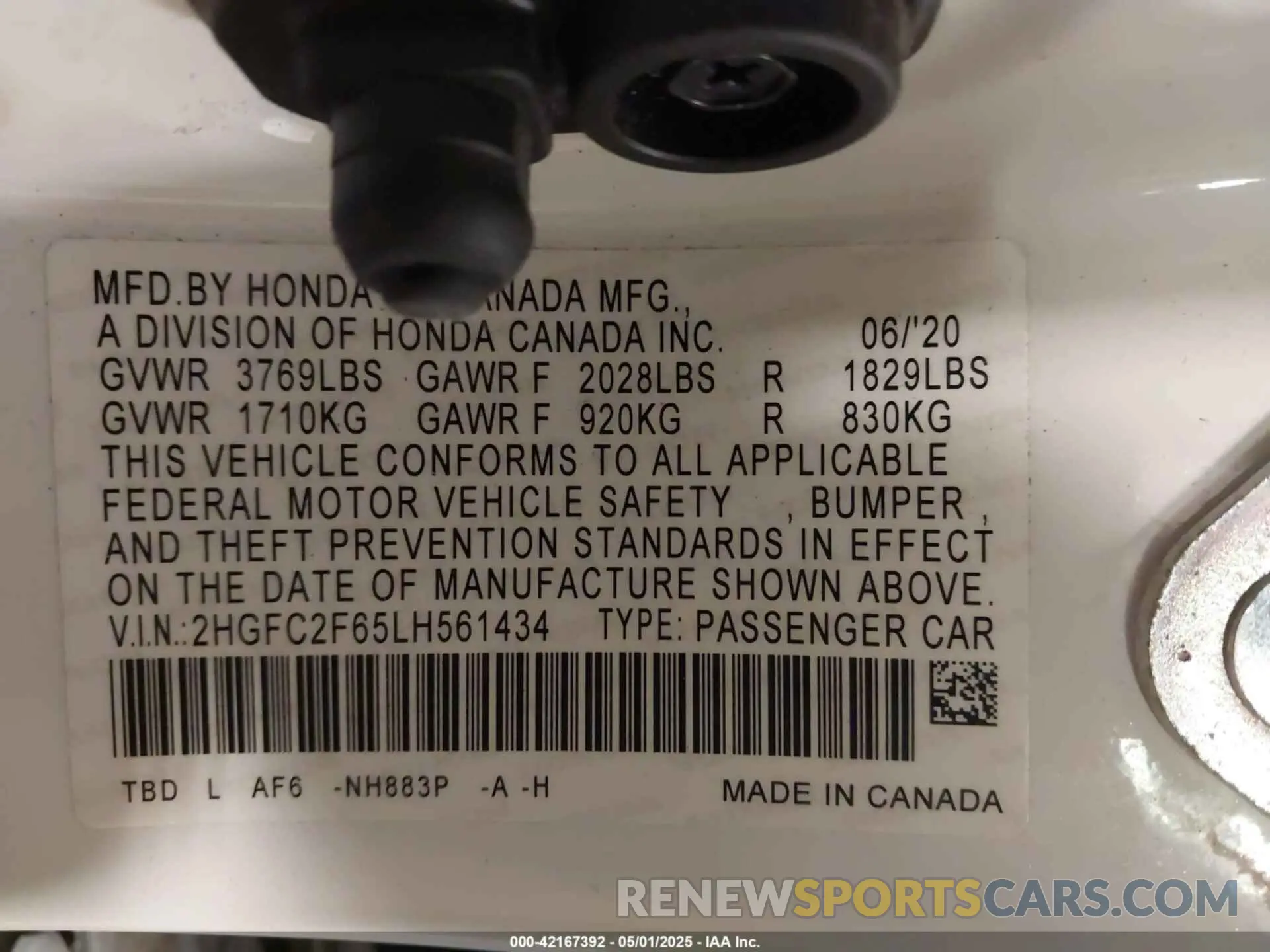 9 Photograph of a damaged car 2HGFC2F65LH561434 HONDA CIVIC 2020