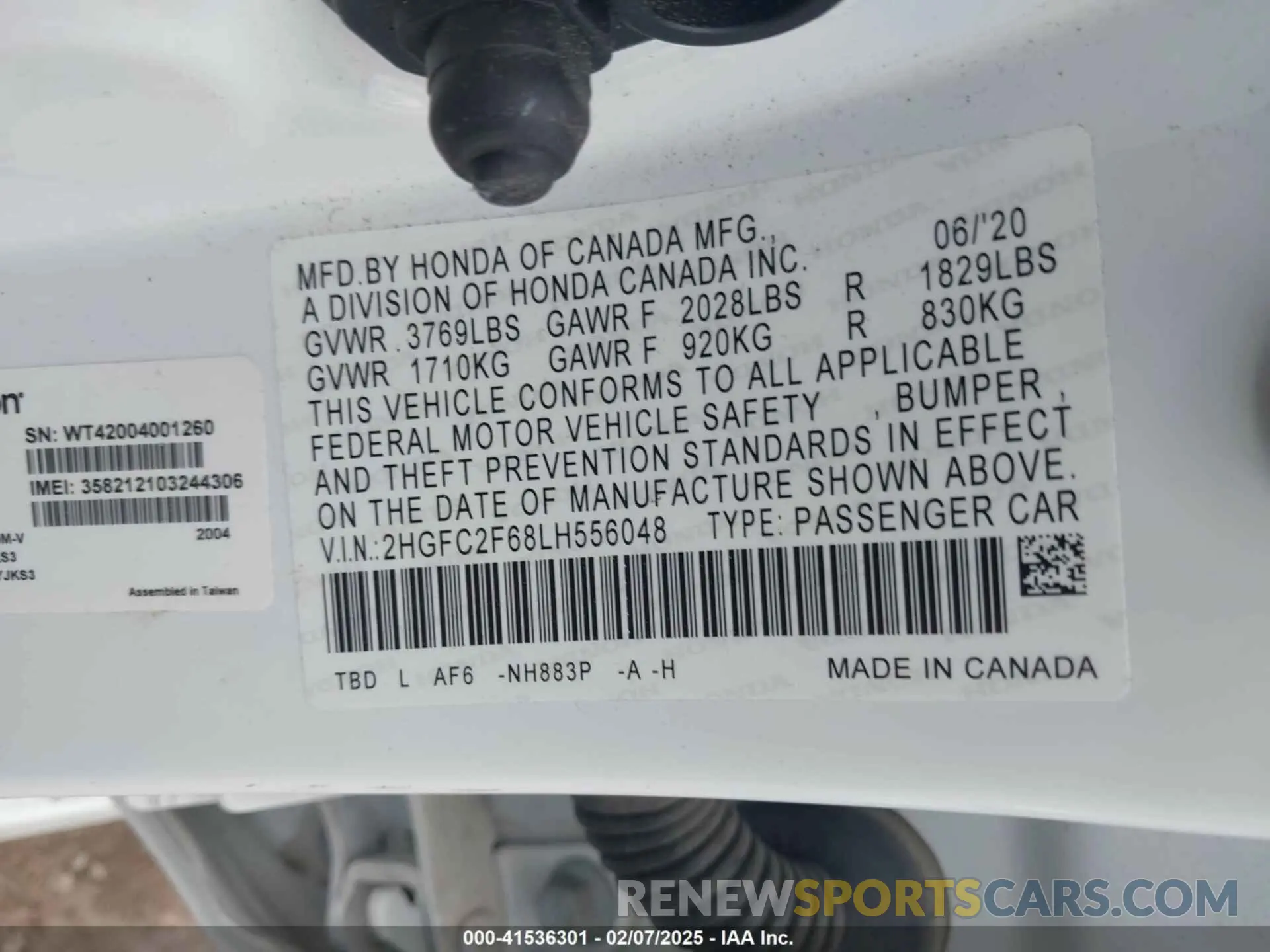 9 Photograph of a damaged car 2HGFC2F68LH556048 HONDA CIVIC 2020