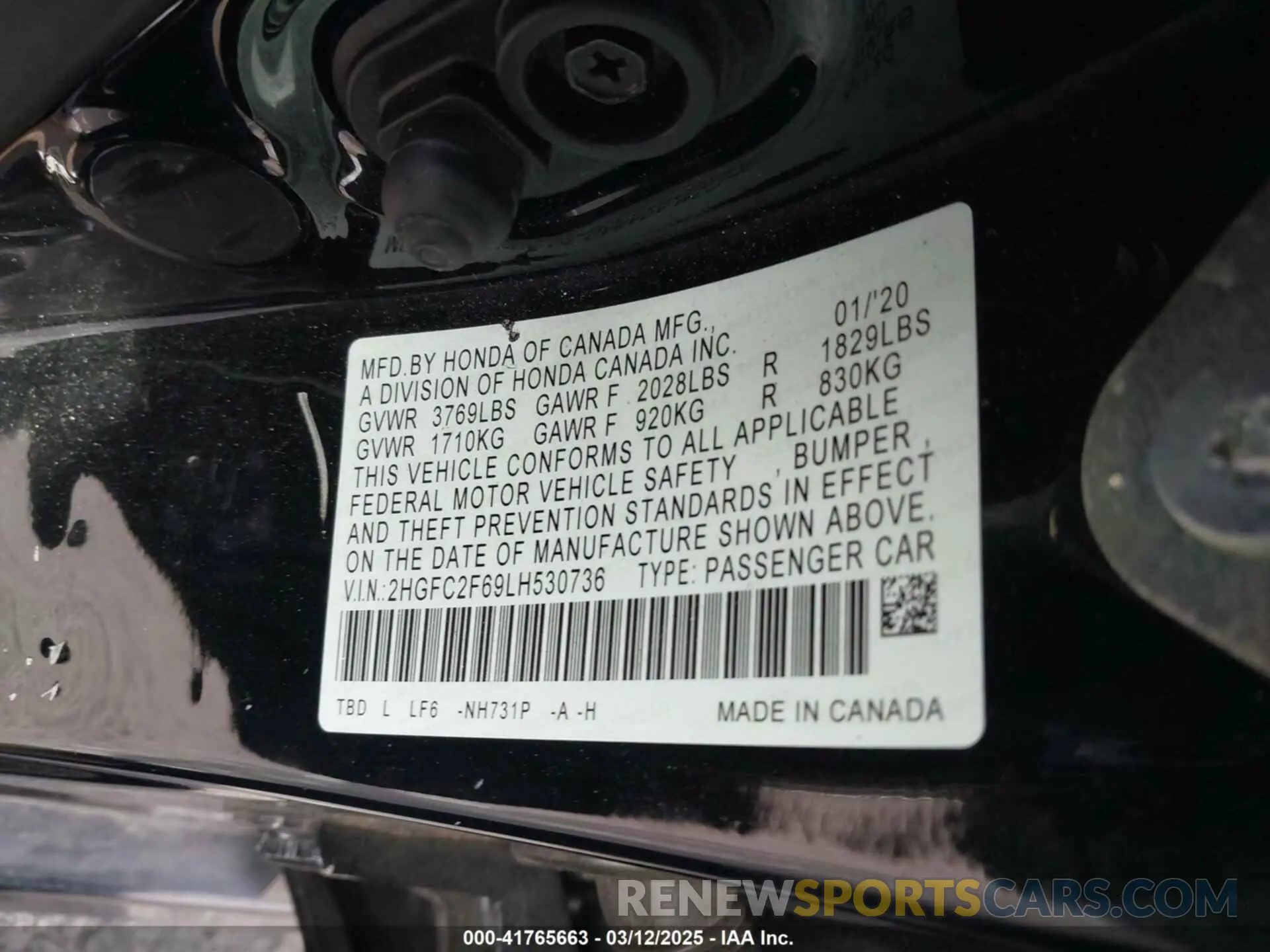 9 Photograph of a damaged car 2HGFC2F69LH530736 HONDA CIVIC 2020
