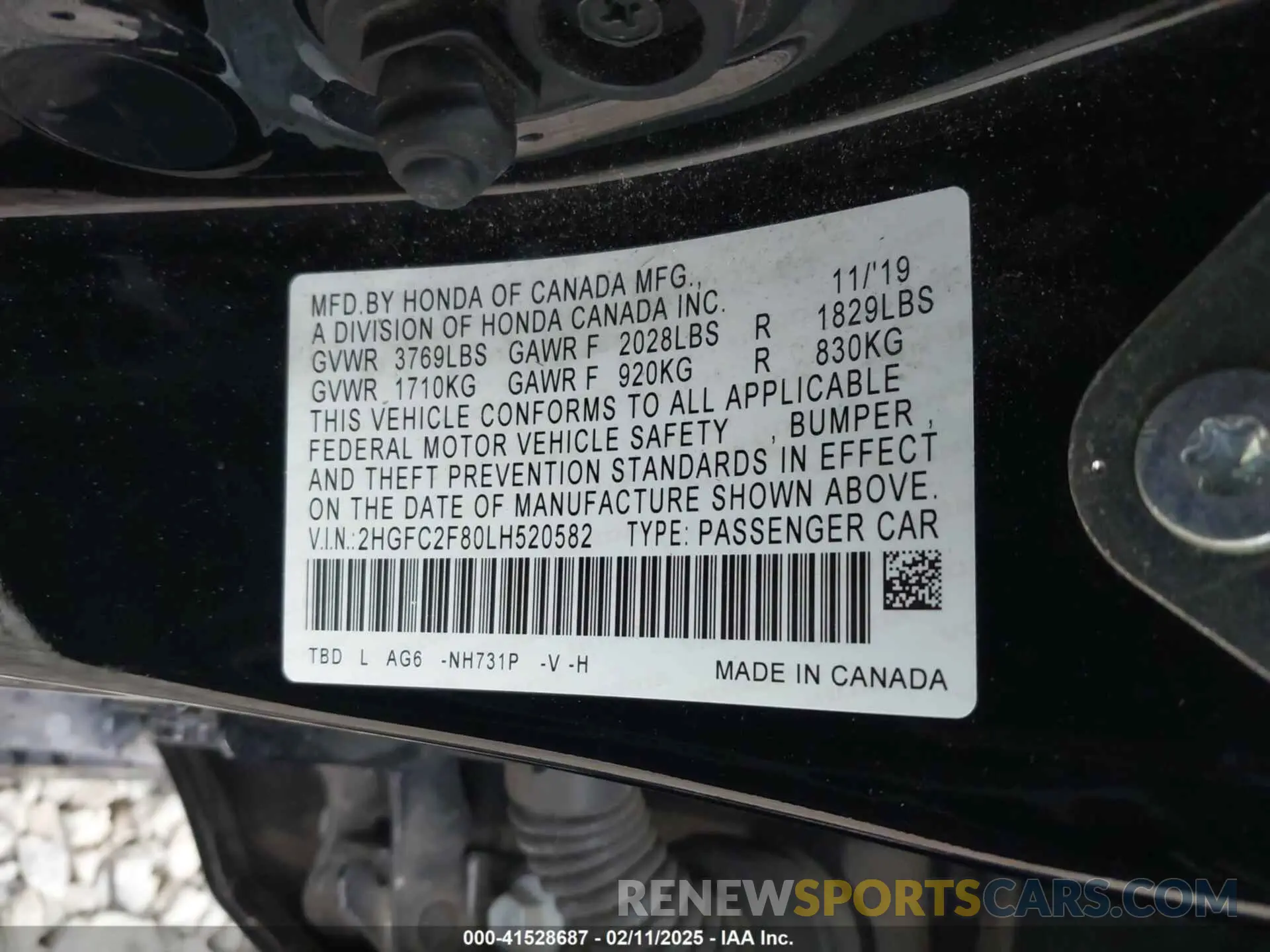9 Photograph of a damaged car 2HGFC2F80LH520582 HONDA CIVIC 2020