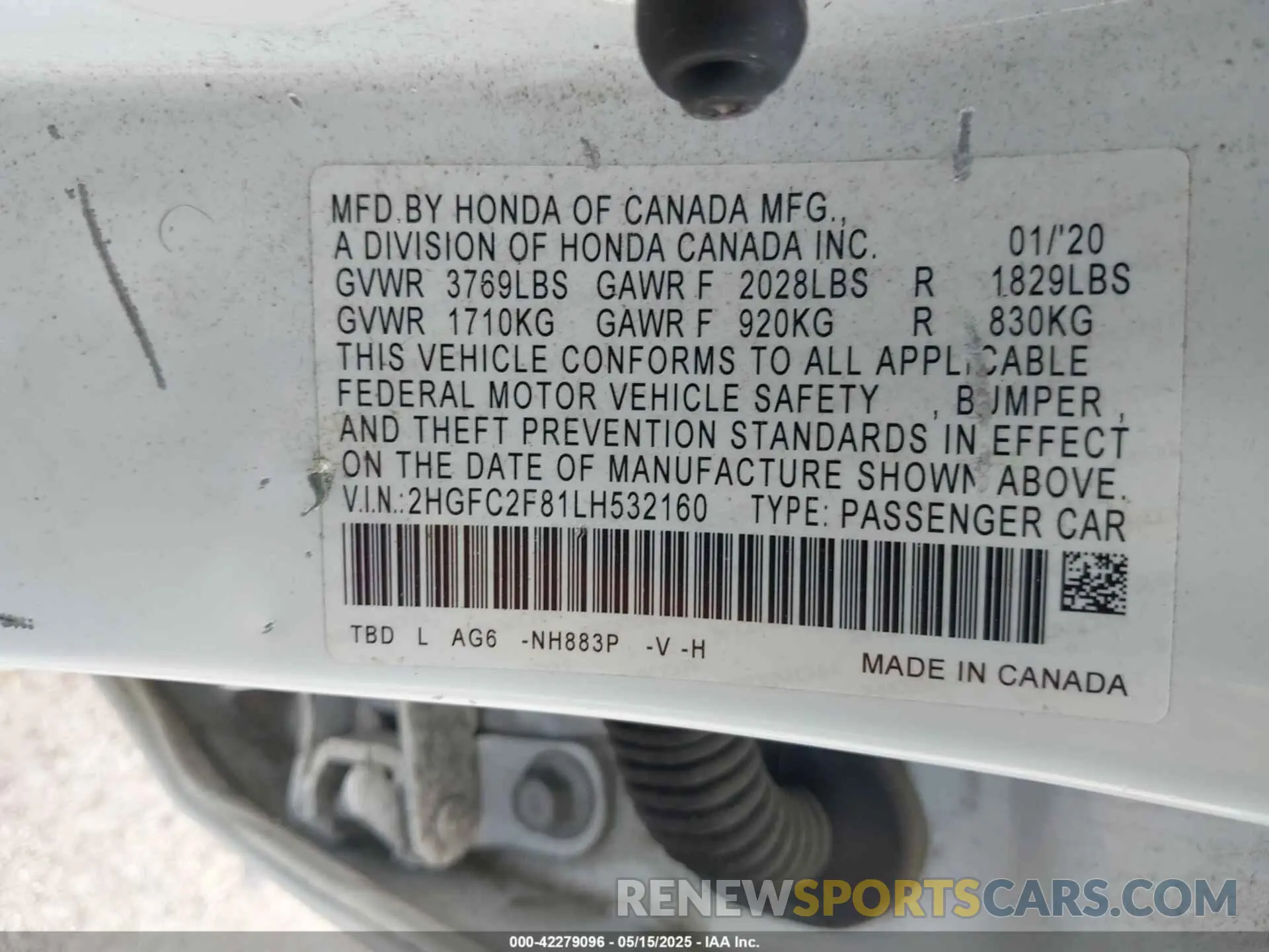 9 Photograph of a damaged car 2HGFC2F81LH532160 HONDA CIVIC 2020